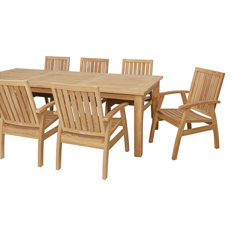 Montego teak table with Flinders teak chair - 9pce outdoor dining setting