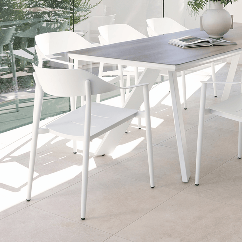 Monterrey 230cm Table with Tala Dining Chairs - 9 piece White Outdoor Dining Setting