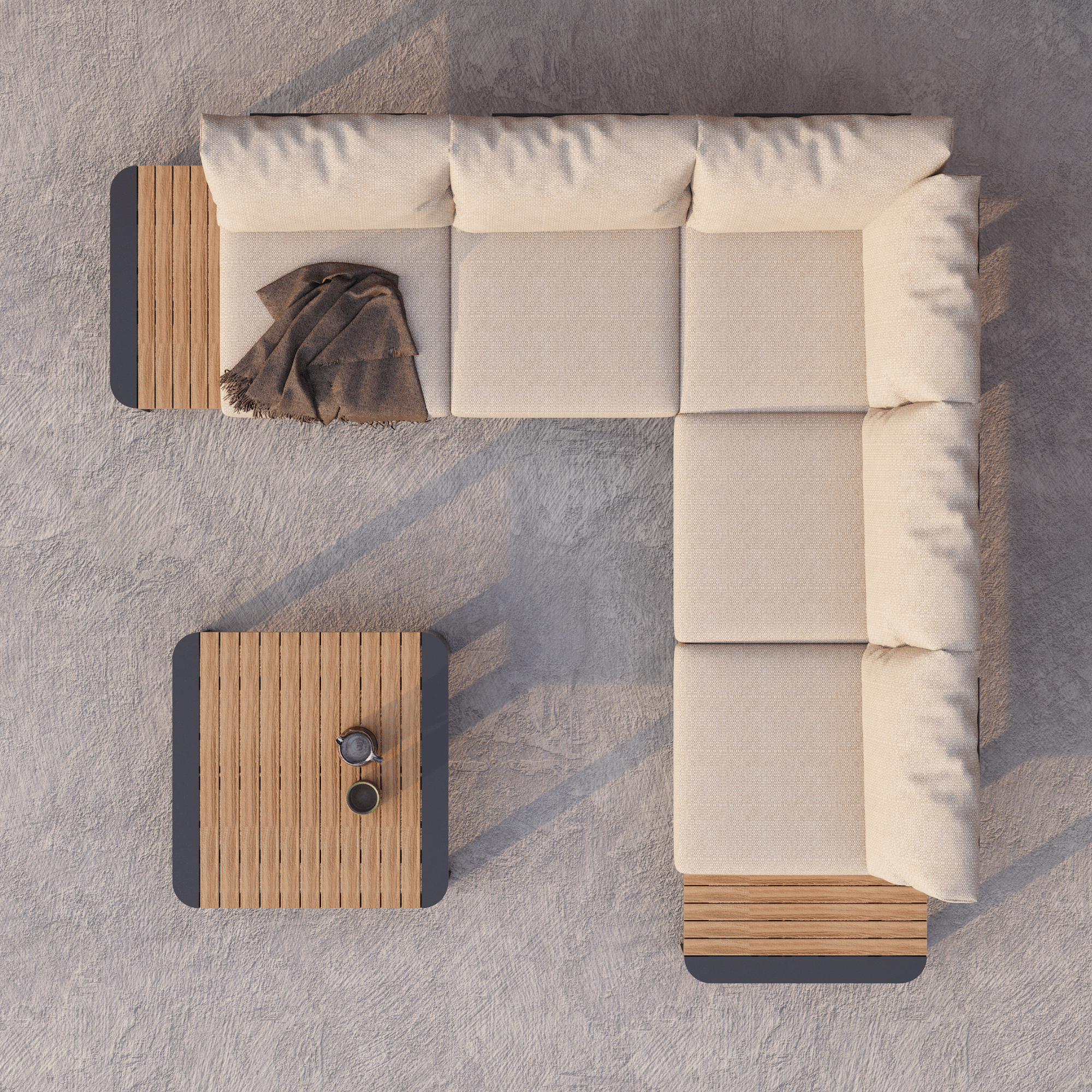 Nakarin Outdoor Corner Lounge with 80cm Coffee Table