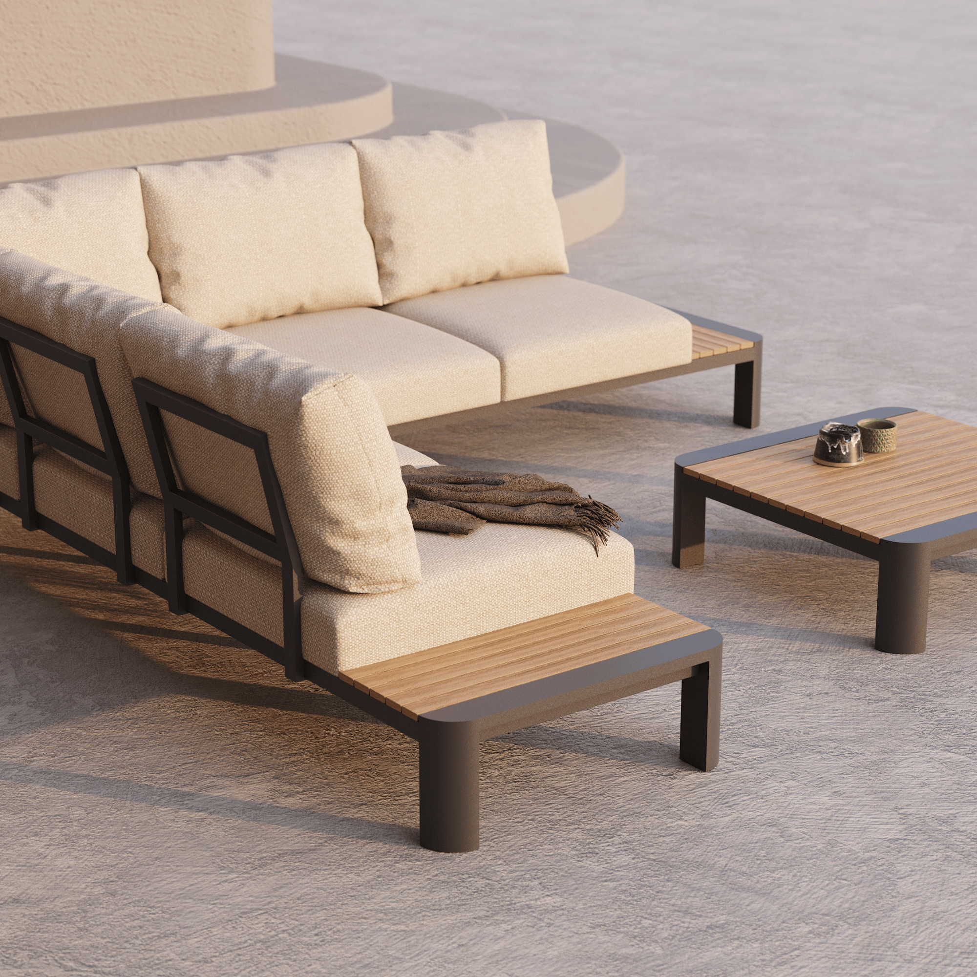 Nakarin Outdoor Corner Lounge with 80cm Coffee Table