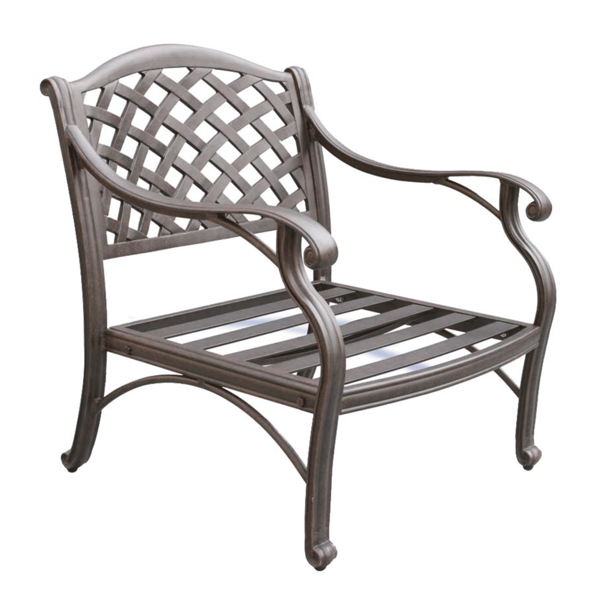The cast-aluminium frame of the Nassau Single Lounge Chair - Bronze
