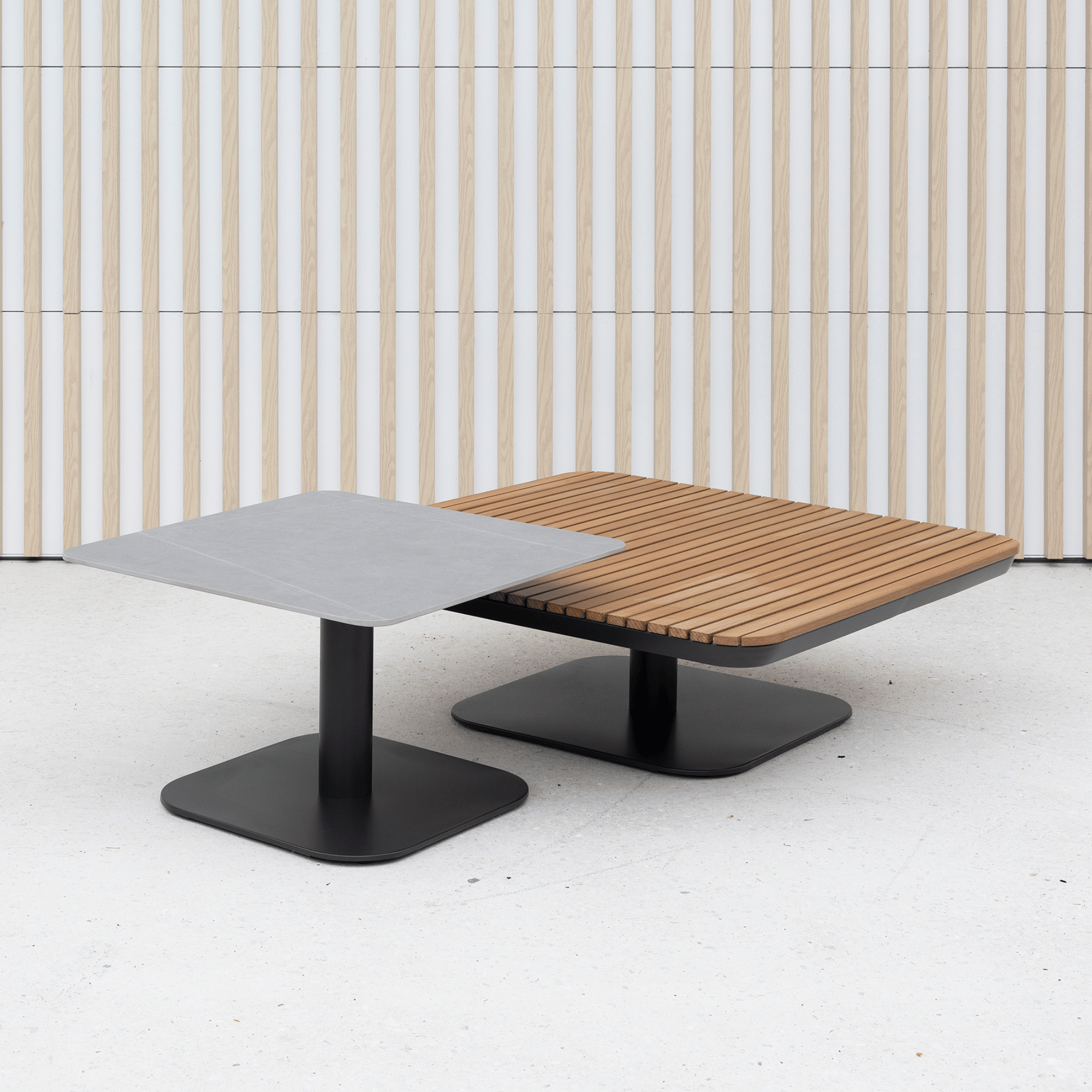 New Wave 59cm Square Side Table - Charcoal/Sintered Stone