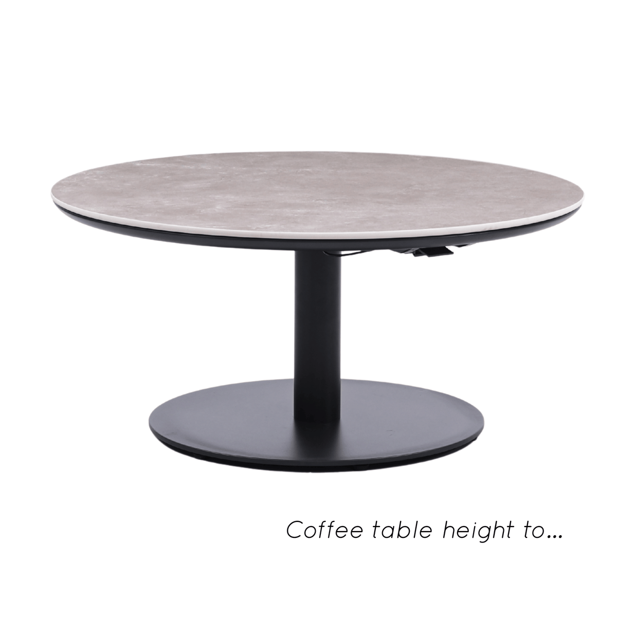 Phoenix Adjustable Height 110cm Round Coffee to Dining Table - Charcoal