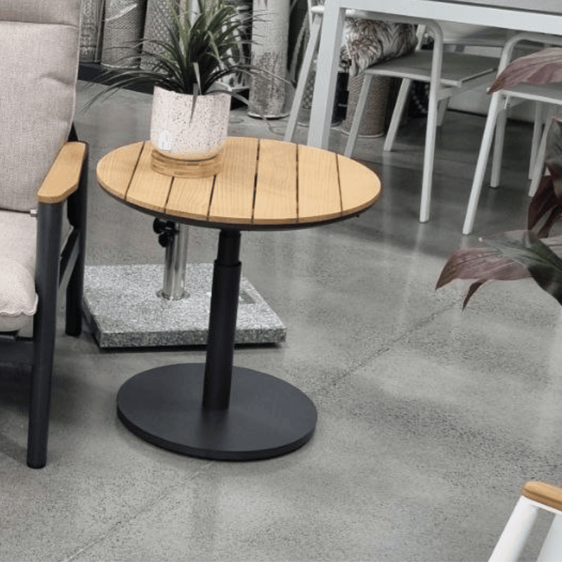 Pinehurst pop-up 60cm round outdoor side table (coffee table) to dining table (laptop table)