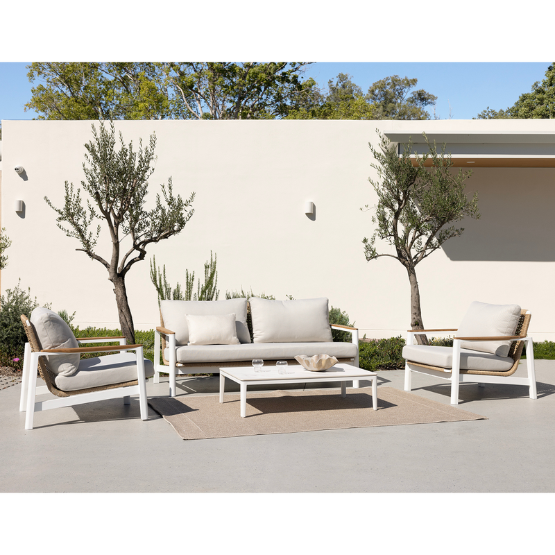 Reyne White Lounge Setting 2+1+1 - 4 piece Outdoor Lounge