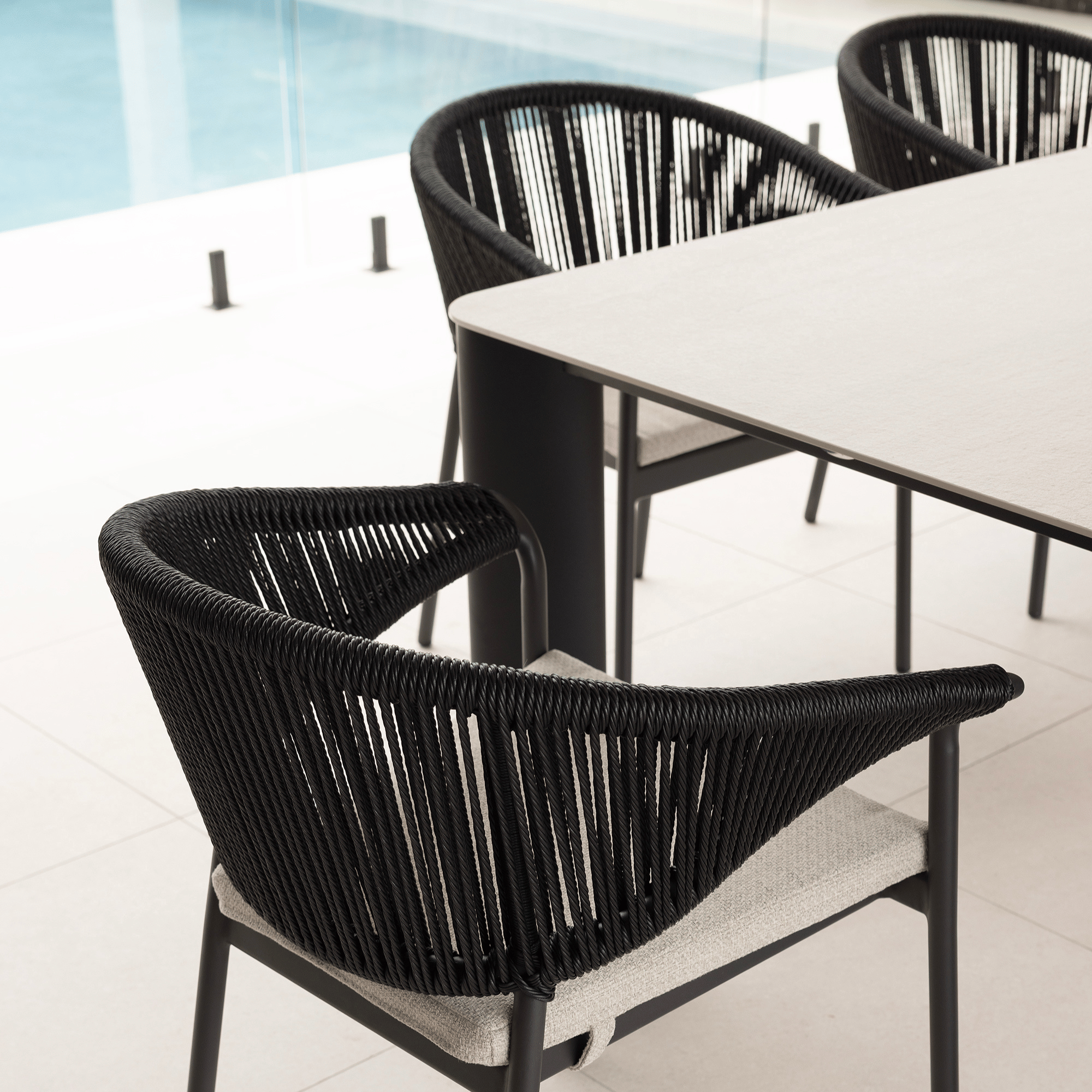 Rhonda 280cm Outdoor Dining Table - Black with Sintered Stone Top