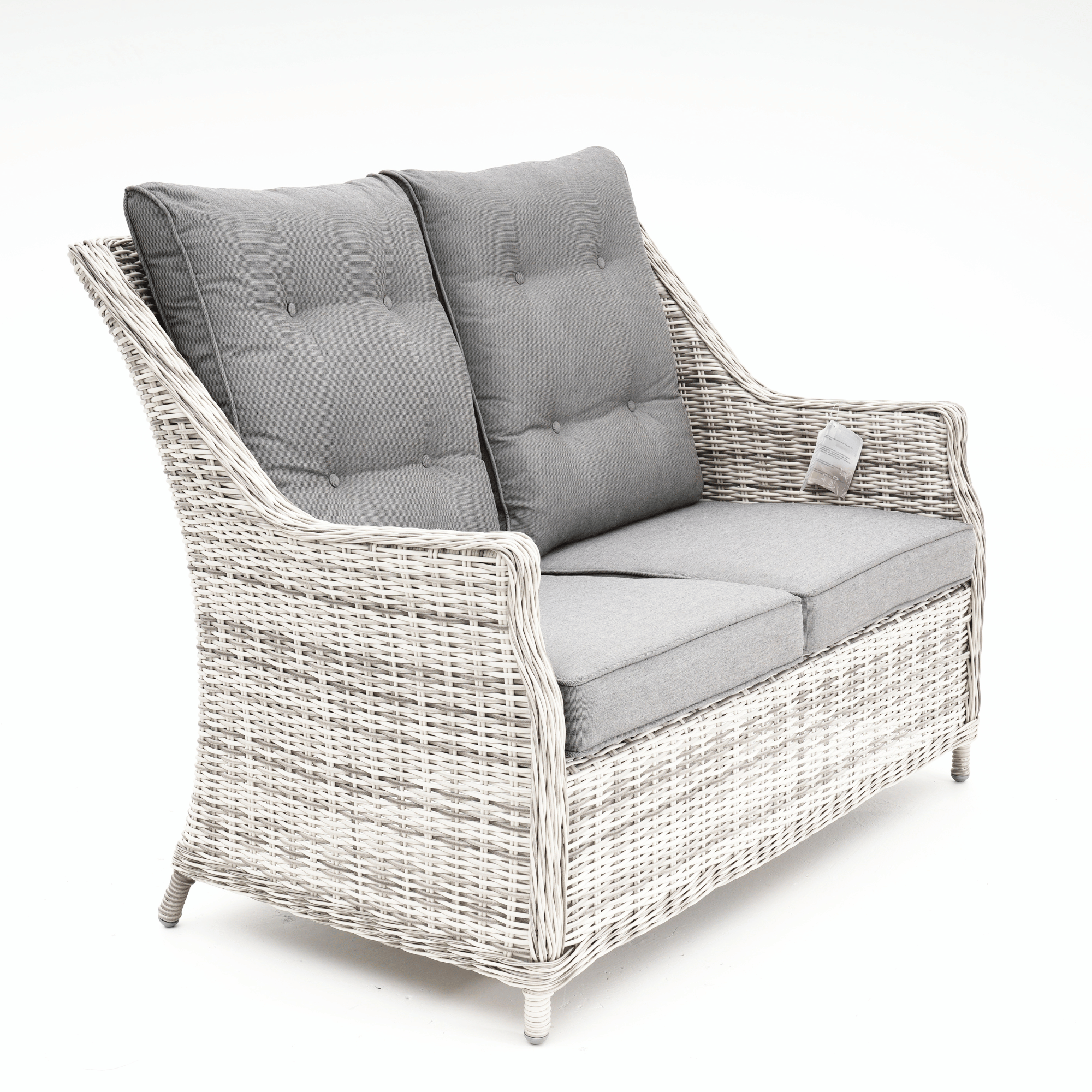 Swiss 4-piece Outdoor Wicker Lounge Set with 2-seater - Zen White Wicker