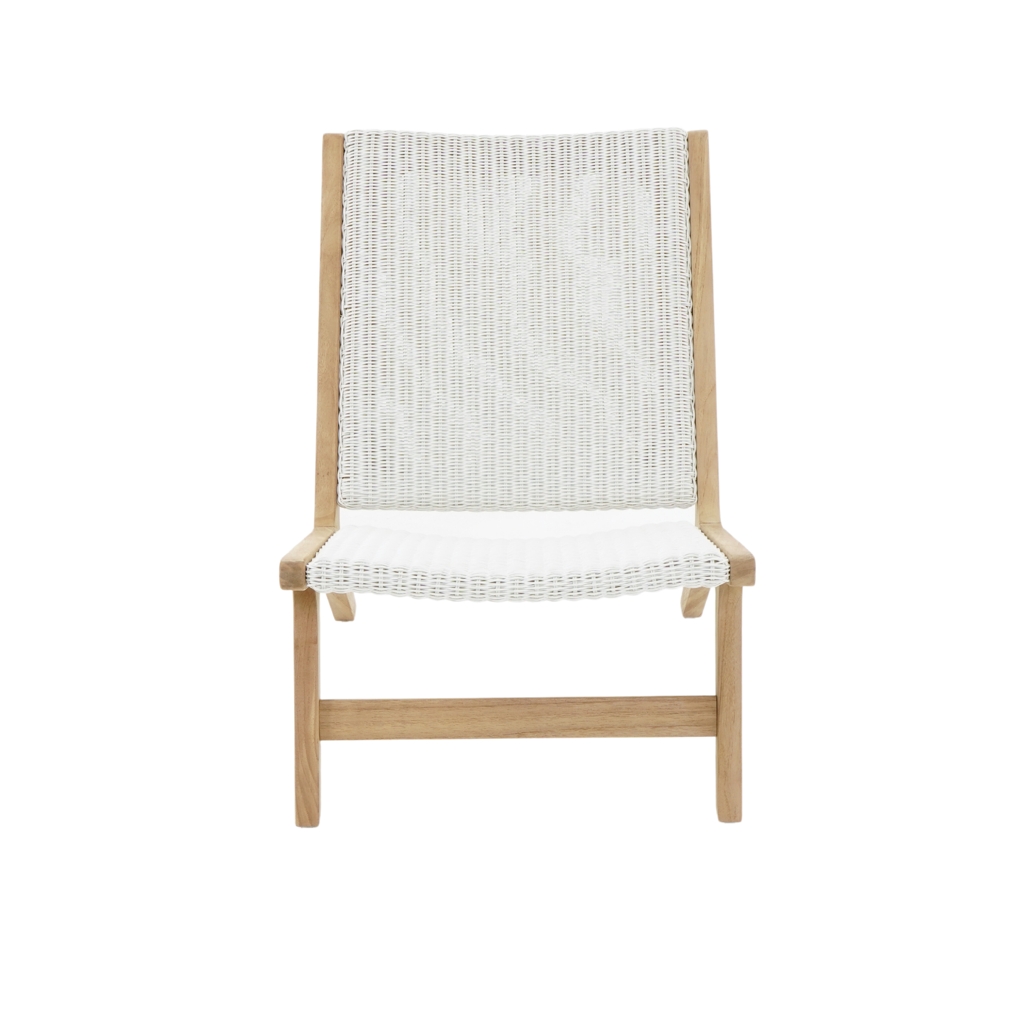 Salem teak and 'fantasy white' wicker outdoor lounge chair