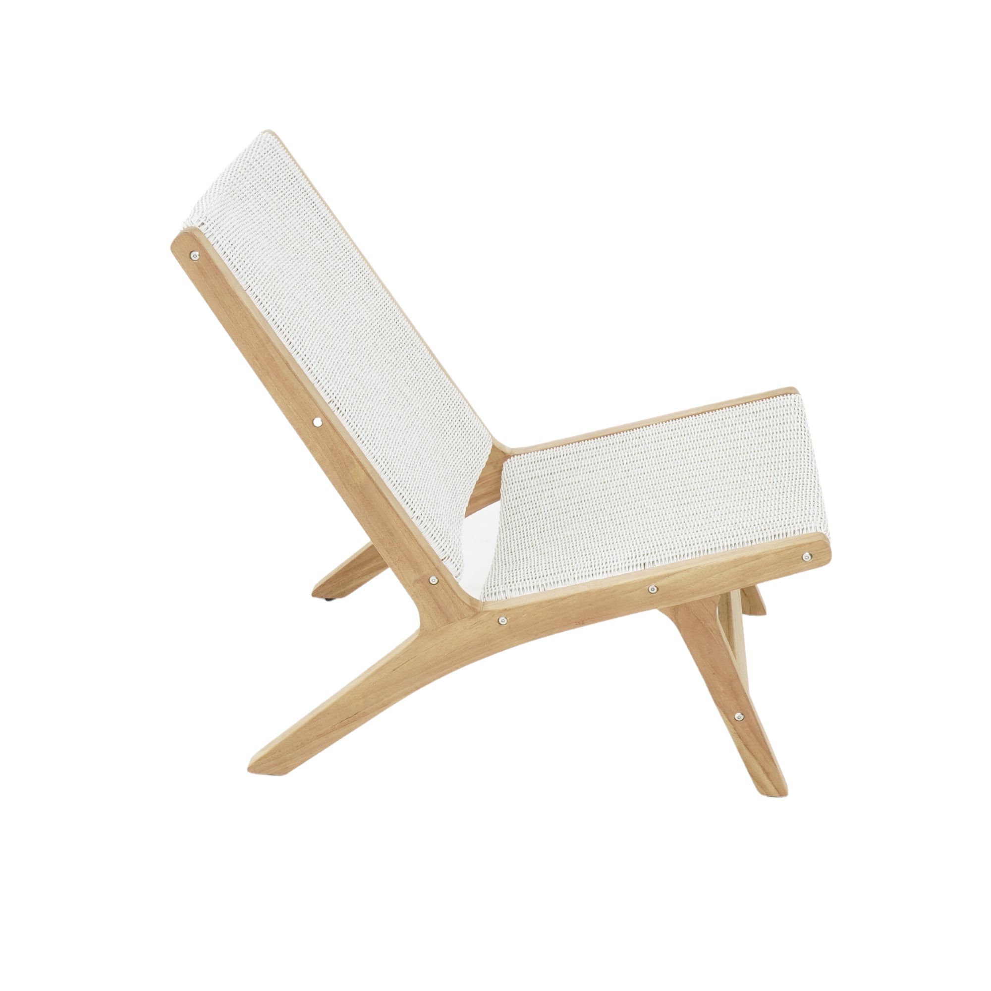 Salem teak and 'fantasy white' wicker outdoor lounge chair