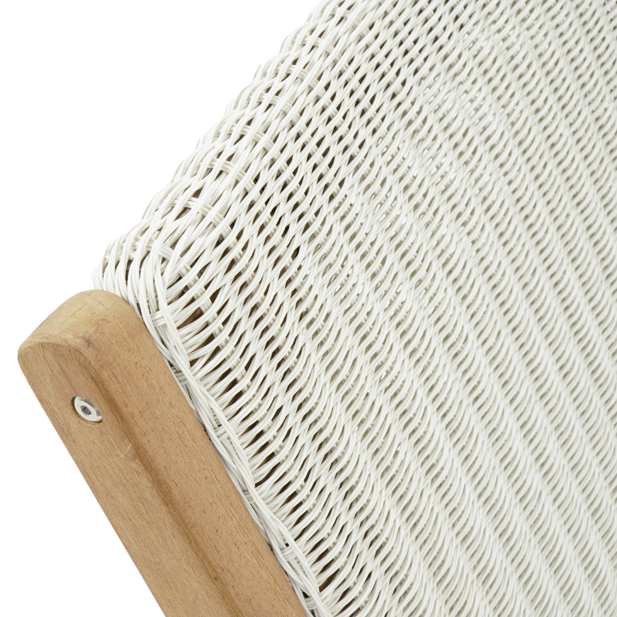 Salem teak and 'fantasy white' wicker outdoor lounge chair