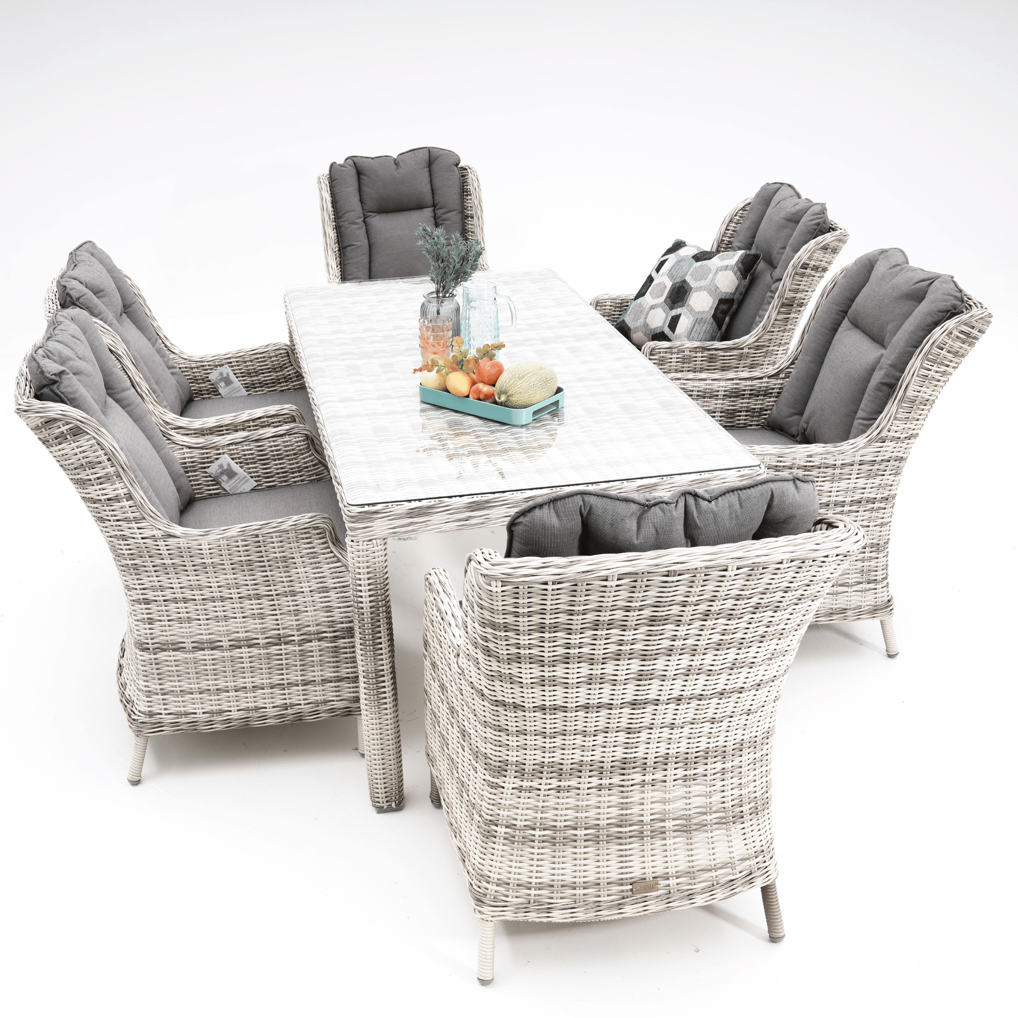 San Jose 7-piece Outdoor Wicker Dining Setting - Zen White