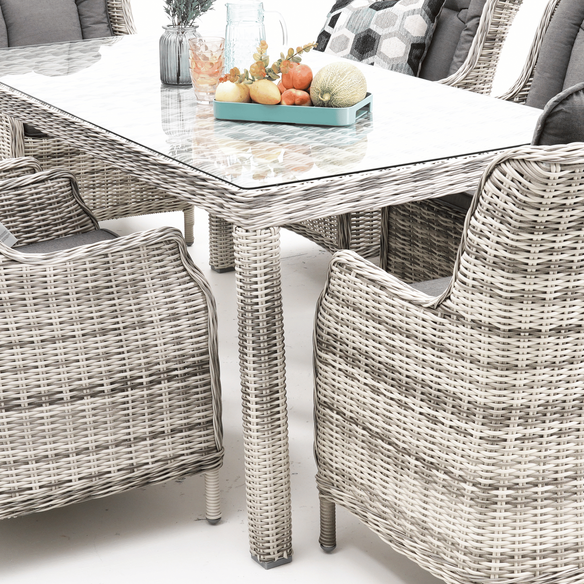 San Jose 7-piece Outdoor Wicker Dining Setting - Zen White