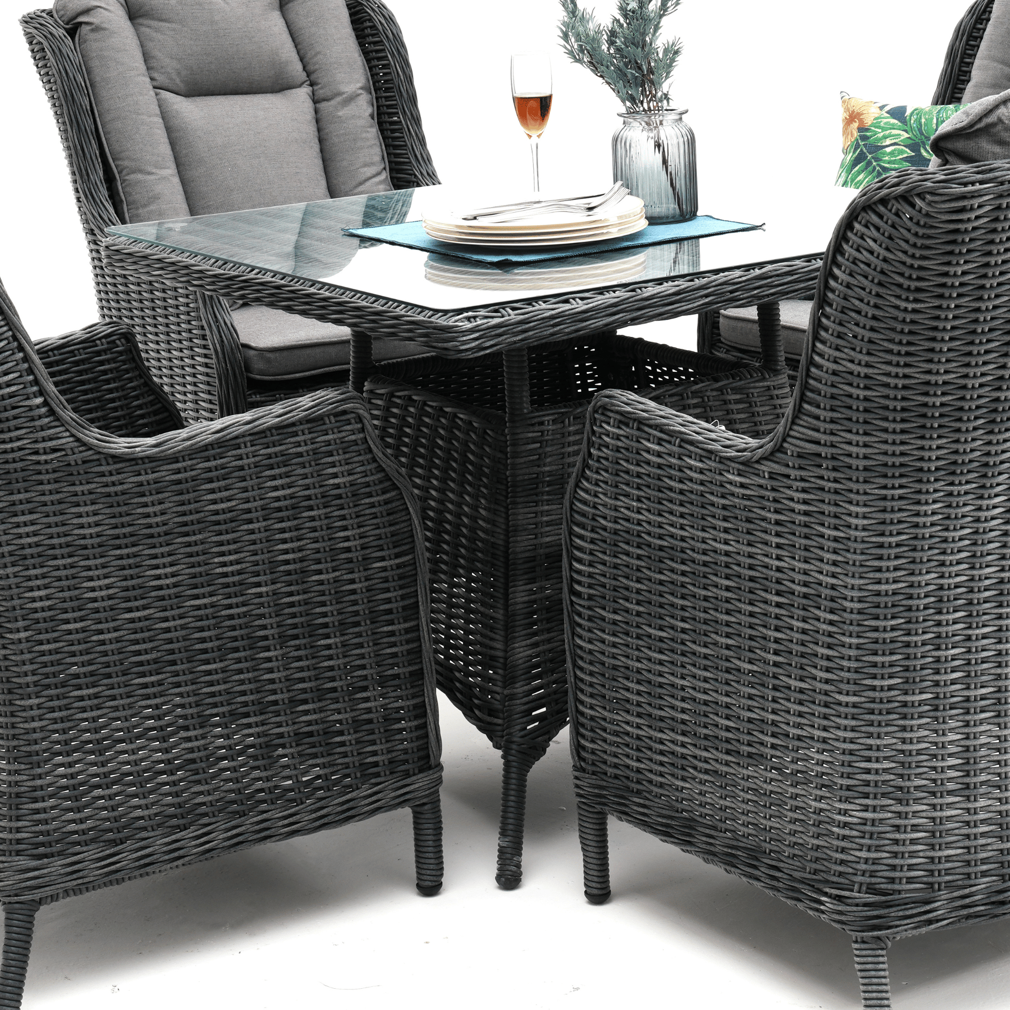 San Jose 5-piece Outdoor Wicker Dining Setting - Castle Grey