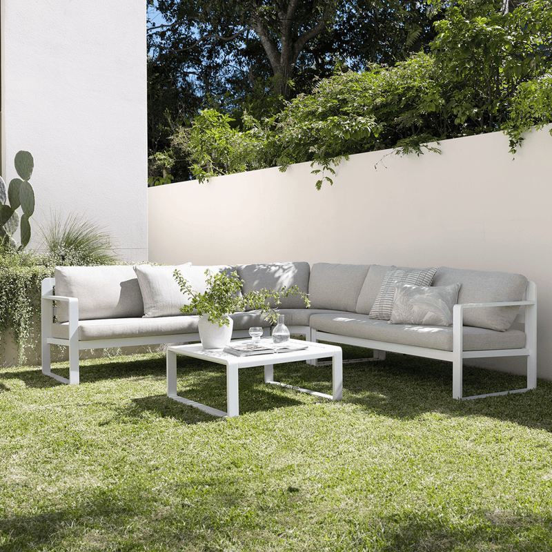 Santiago Outdoor Corner Lounge White/Natural