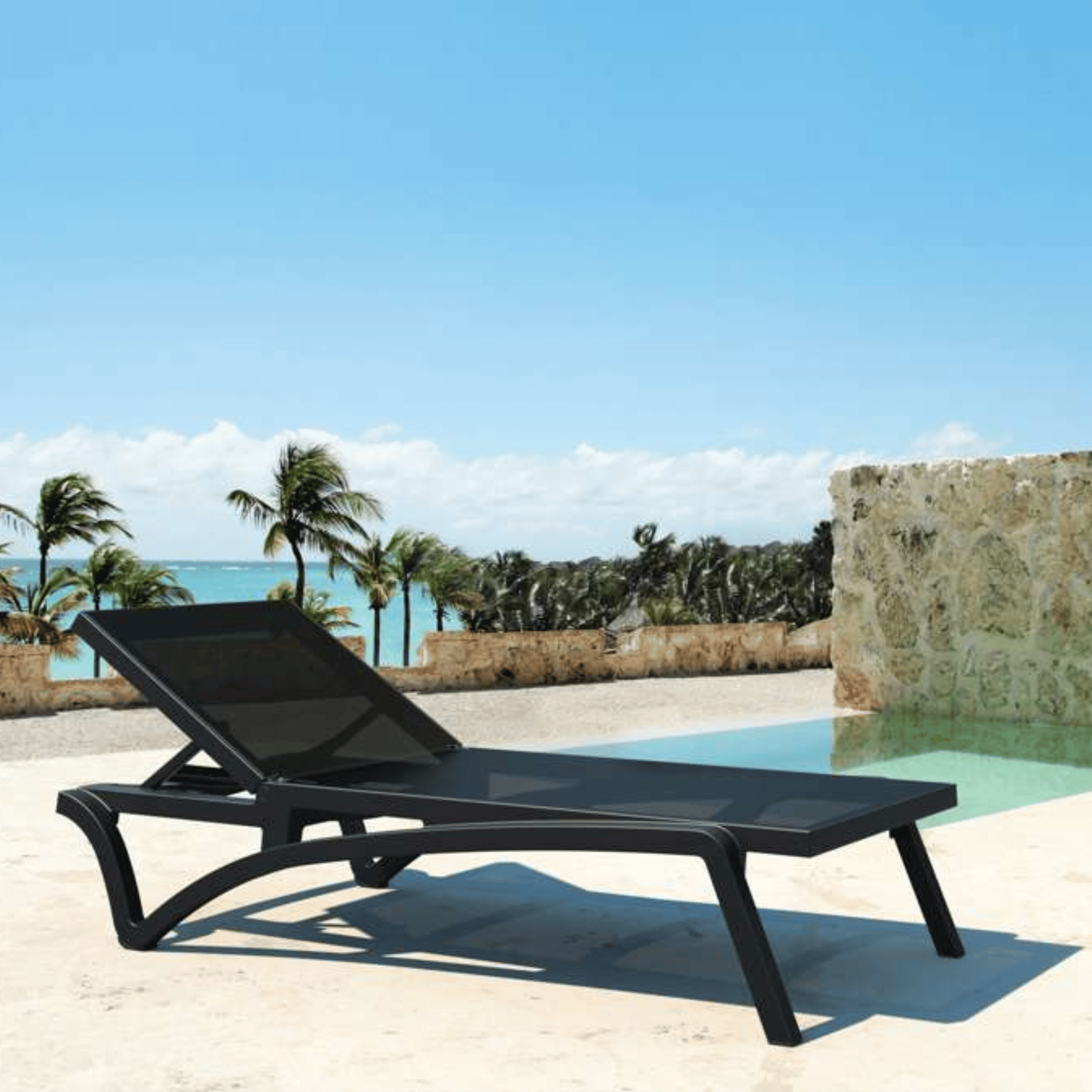 Siesta Pacific Sunlounge - Black - Commercial Grade