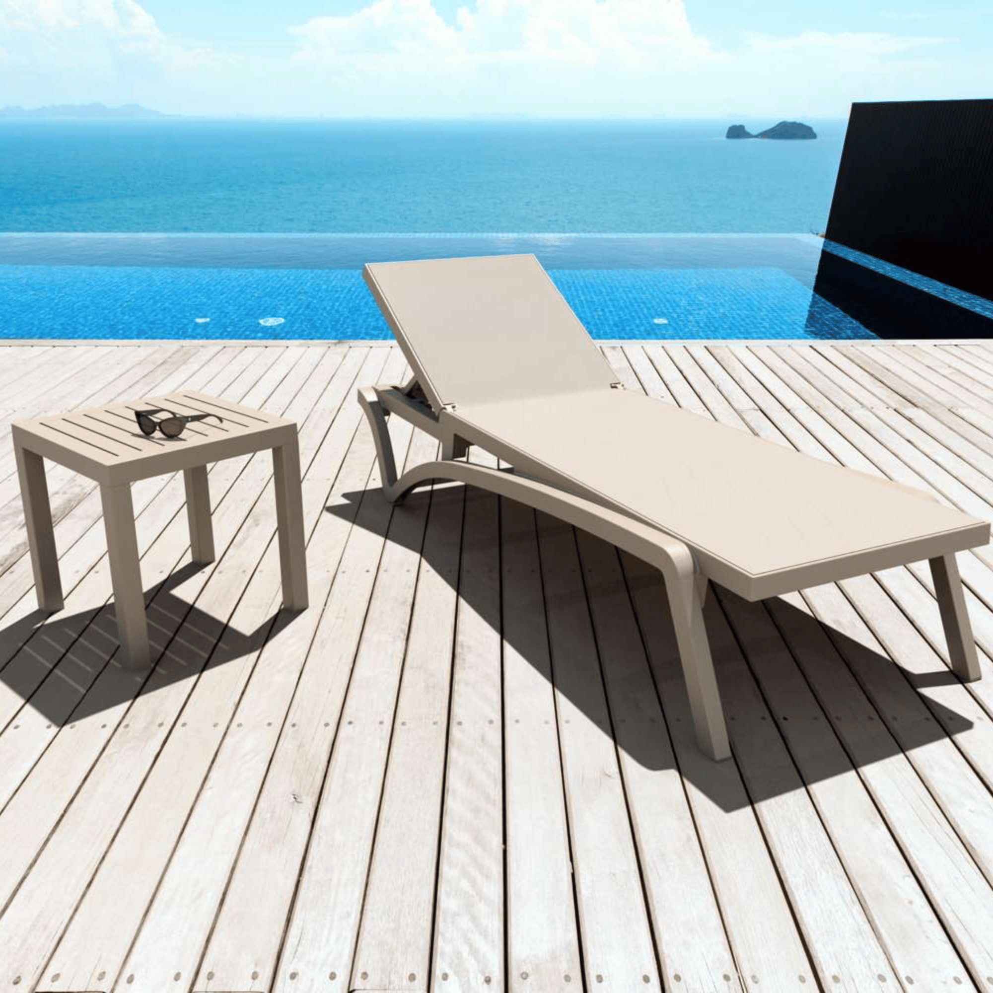 Siesta Pacific Sunlounge - Taupe - Commercial Grade
