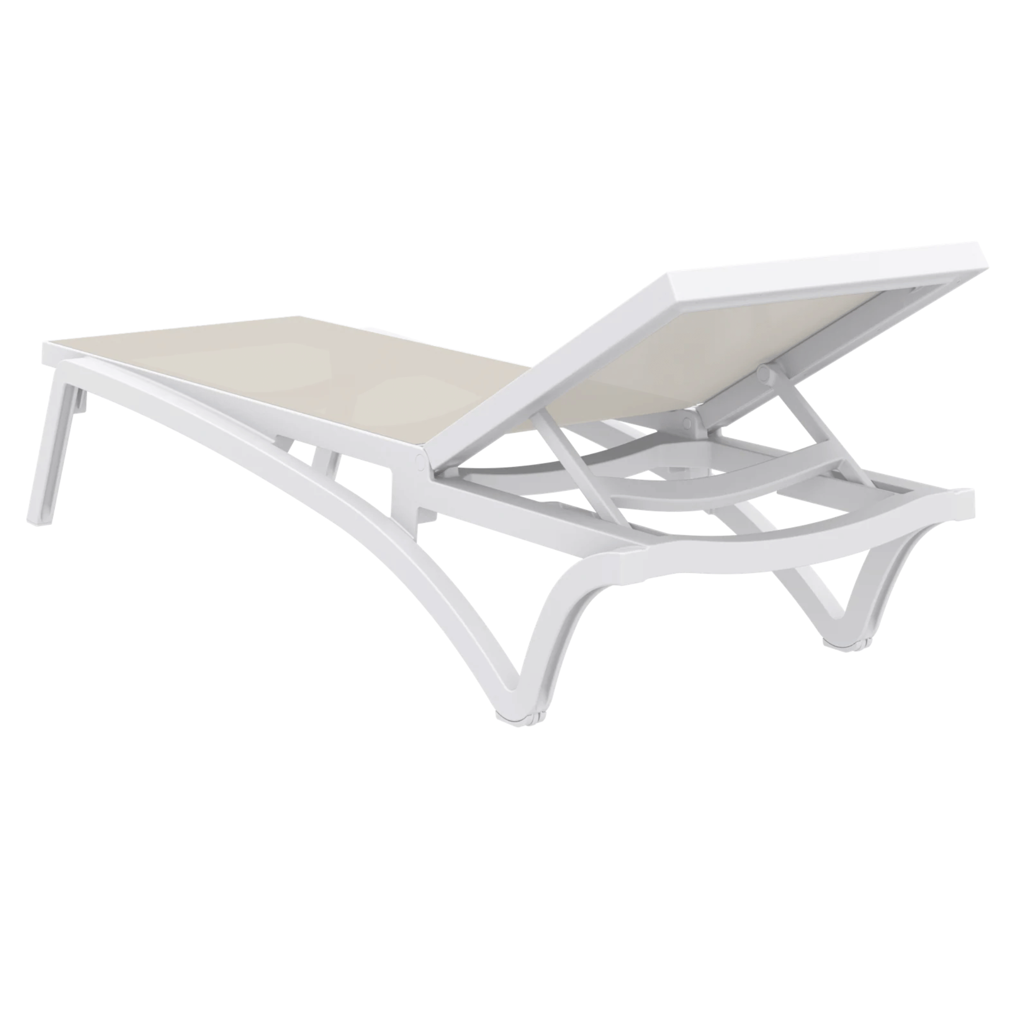 Siesta Pacific Sunlounge - White/Taupe - Commercial Grade