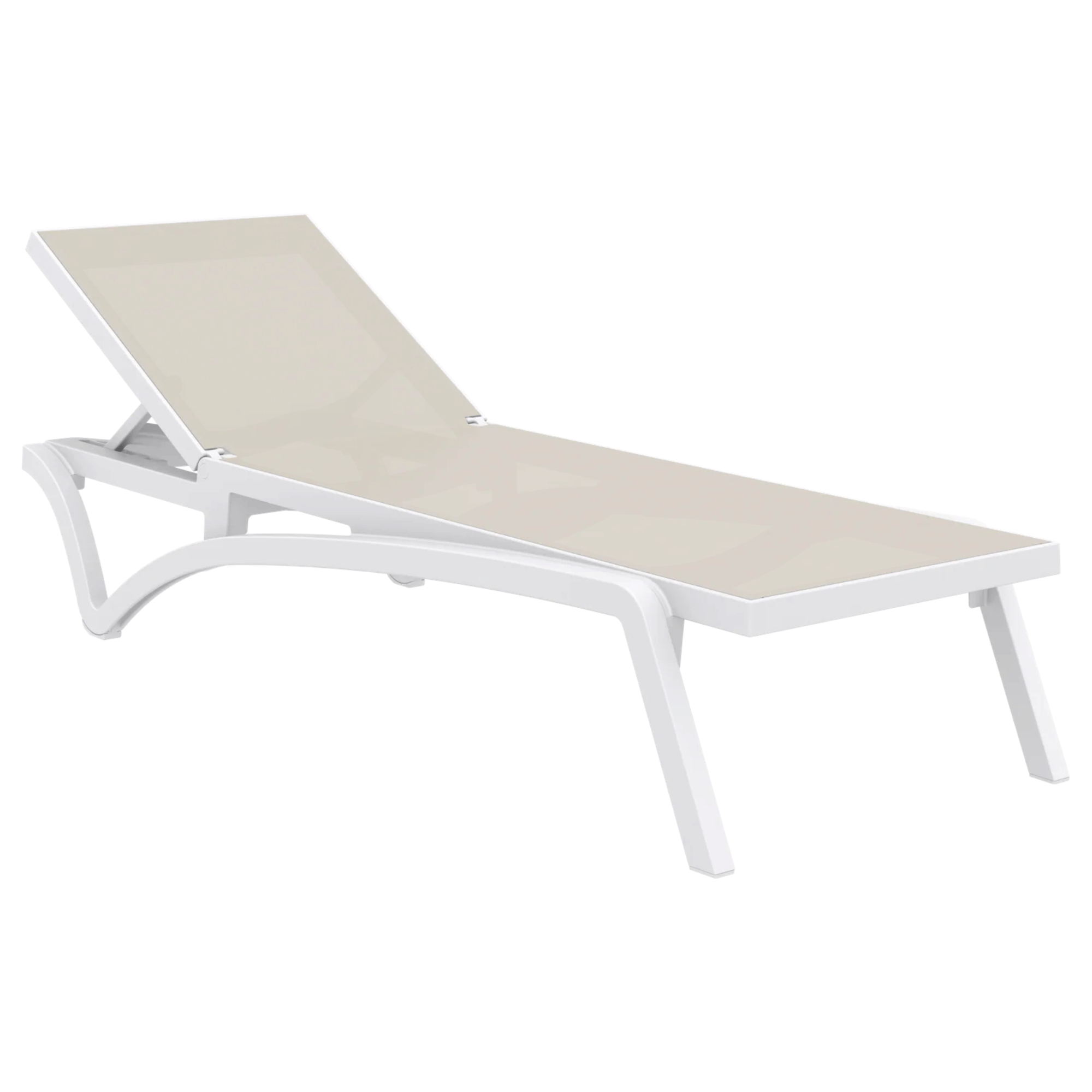 Siesta Pacific Sunlounge - White/Taupe - Commercial Grade