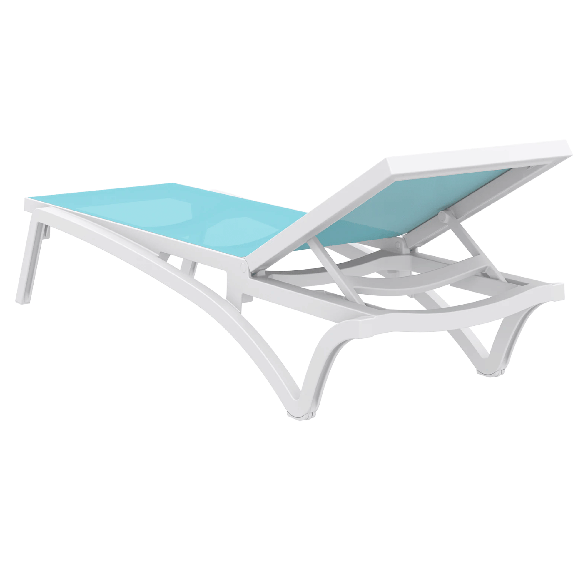 Siesta Pacific Sunlounge - White/Turquoise - Commercial Grade