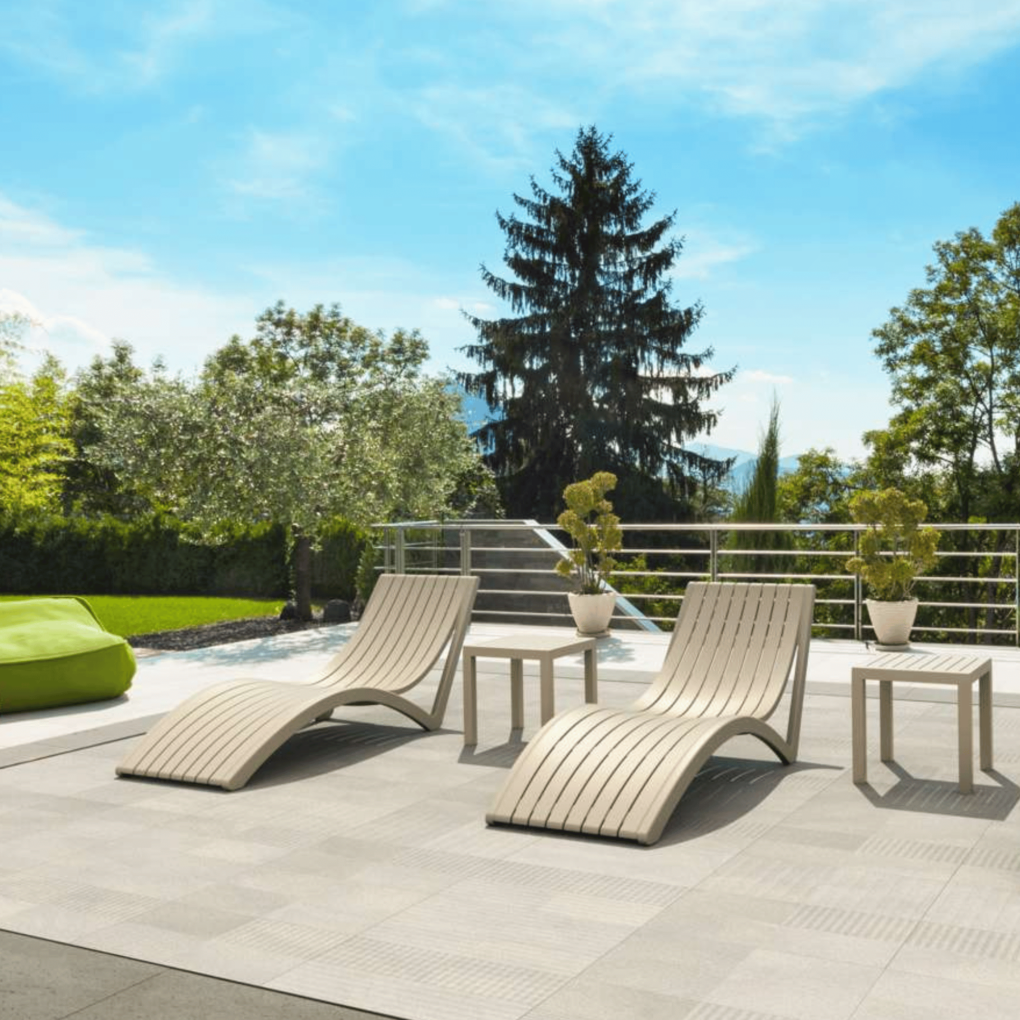 Siesta Slim Sunlounge - Taupe - Commercial Grade