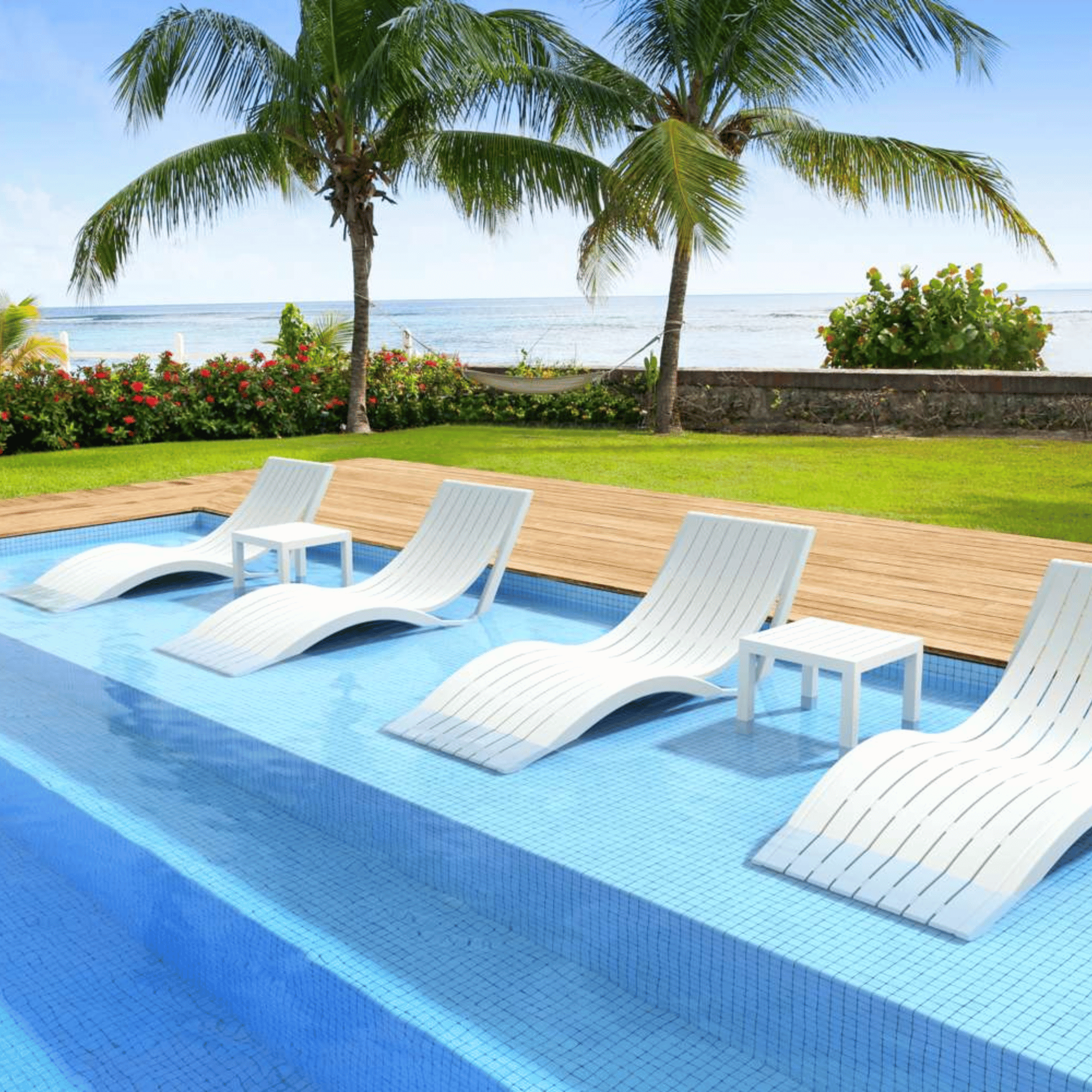 Siesta Slim Sunlounge - White - Commercial Grade