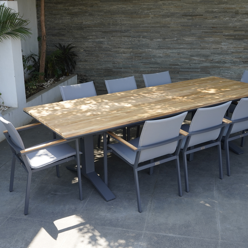 Stockholm table with Cortez Chairs - 9 piece outdoor dining setting