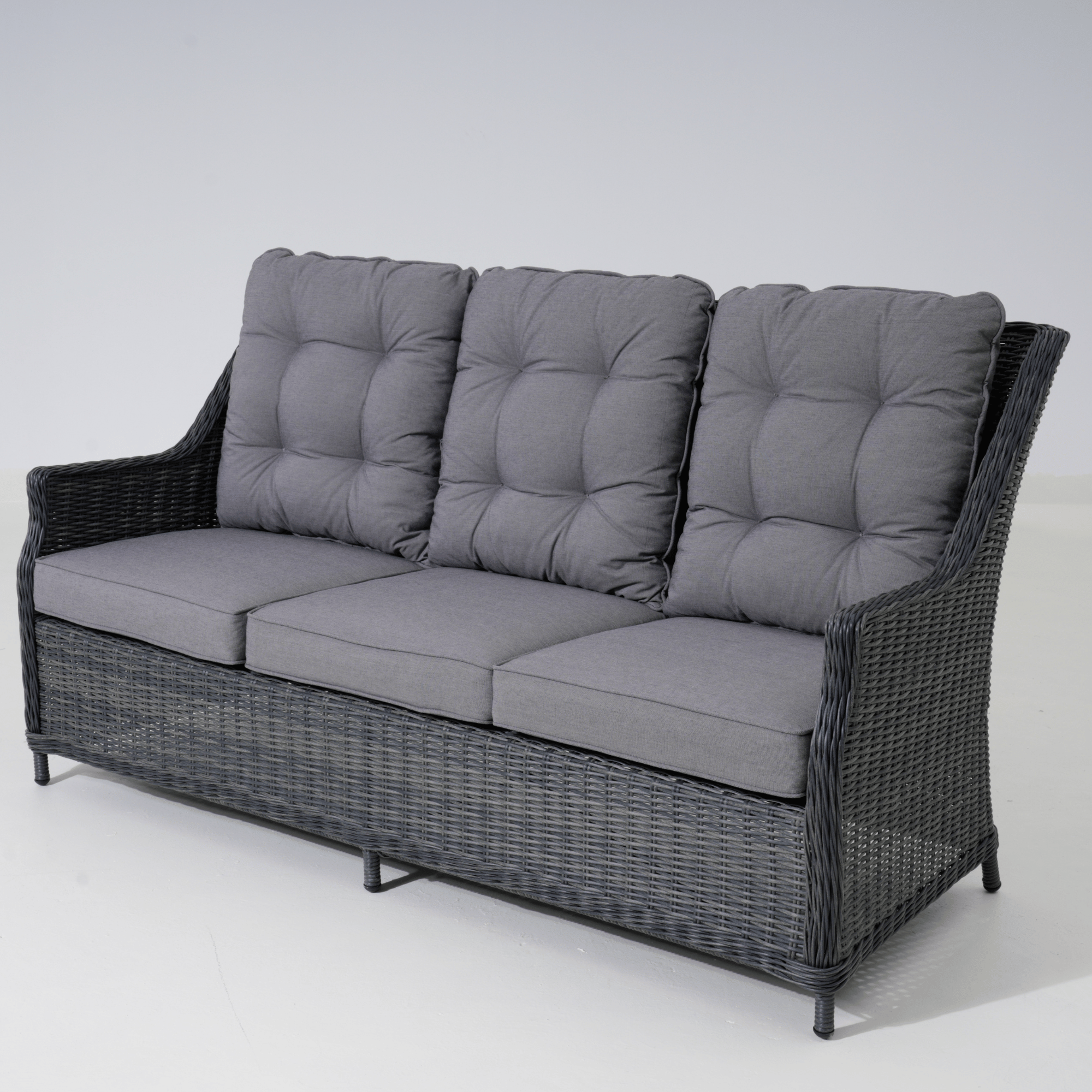 Swiss 4-piece Outdoor Wicker Lounge Set with 3-seater - Castle Grey Wicker