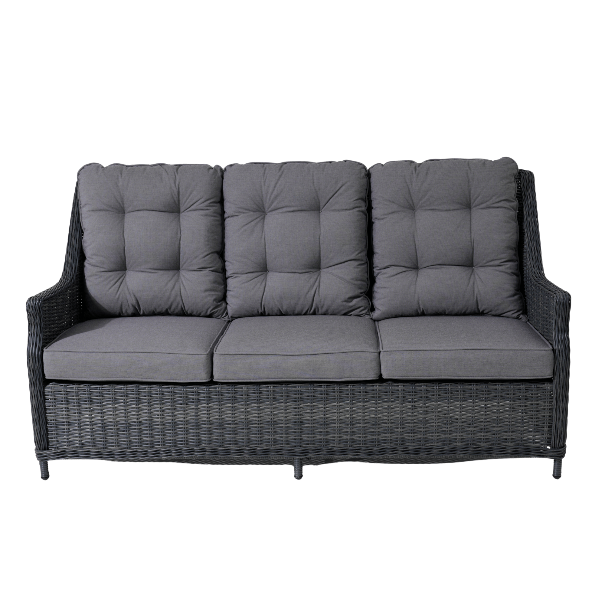 Swiss 4-piece Outdoor Wicker Lounge Set with 3-seater - Castle Grey Wicker