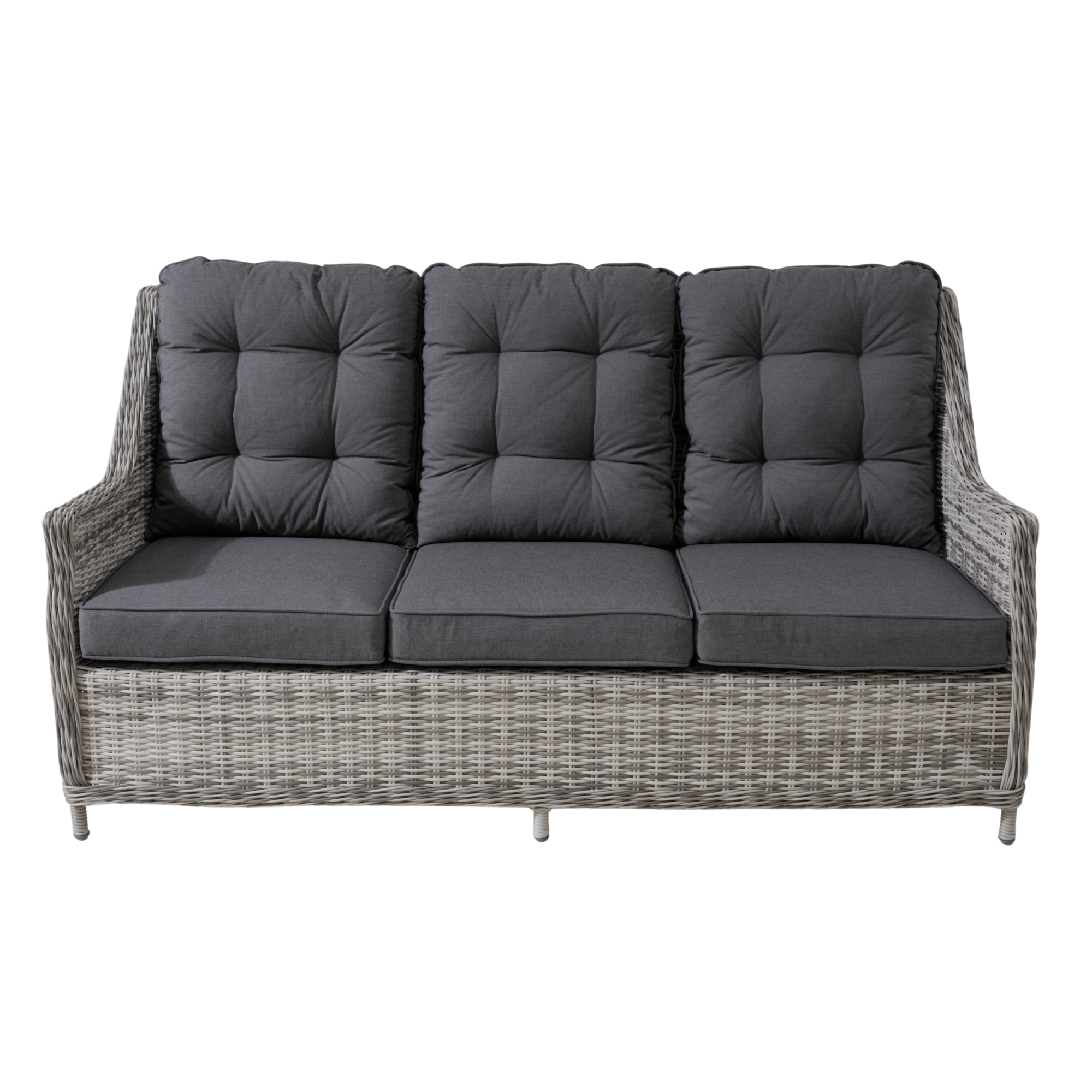 Swiss 4-piece Outdoor Wicker Lounge Set with 3-seater - Zen White Wicker