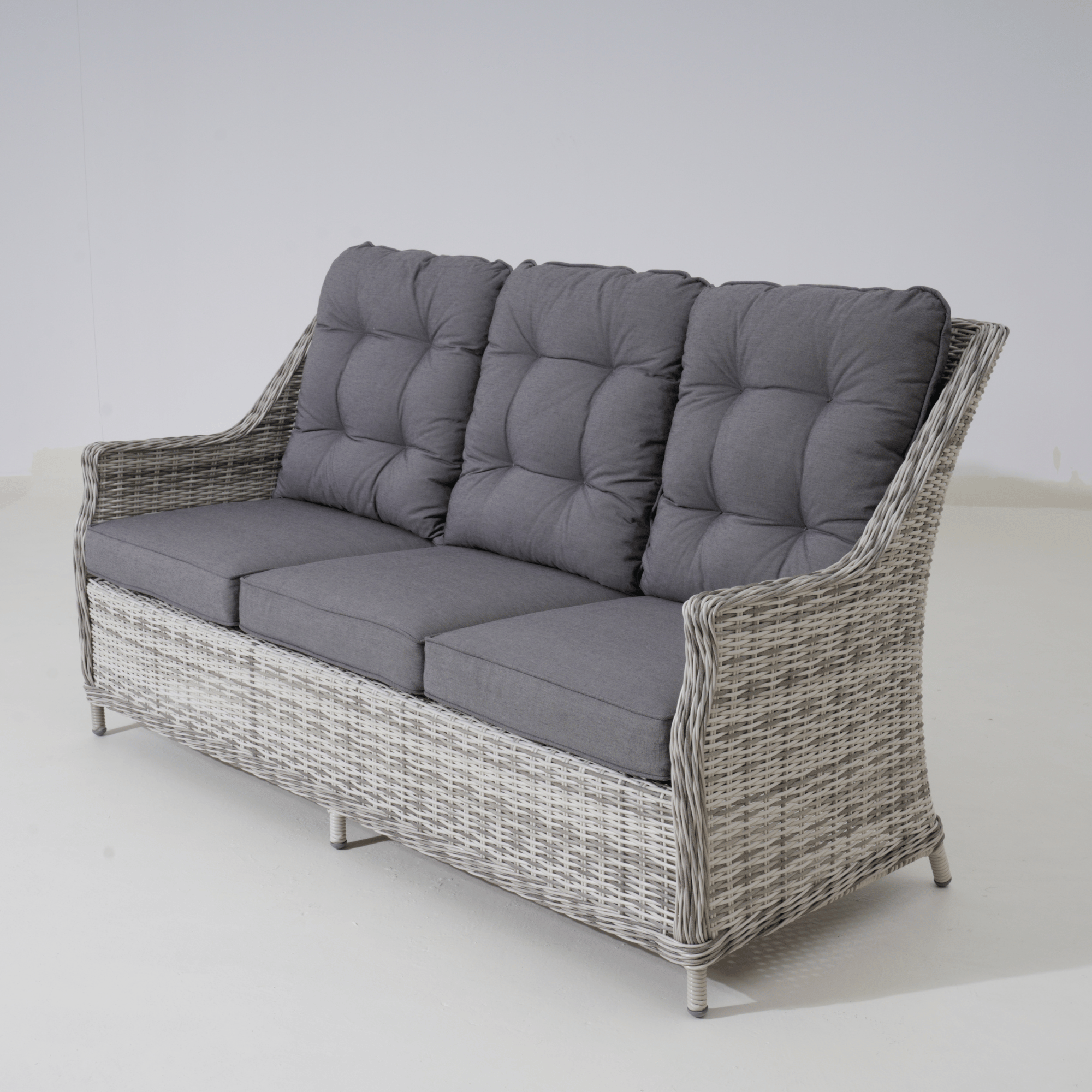 Swiss 4-piece Outdoor Wicker Lounge Set with 3-seater - Zen White Wicker