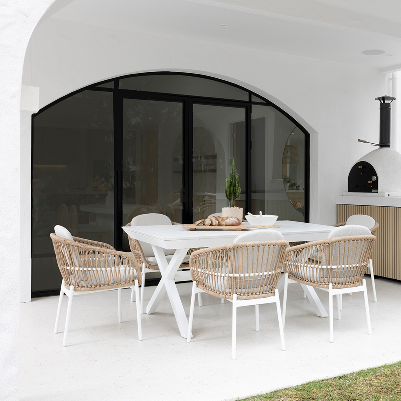 Tango Extendable Outdoor Dining Table with Amalfi Chairs 7 piece out