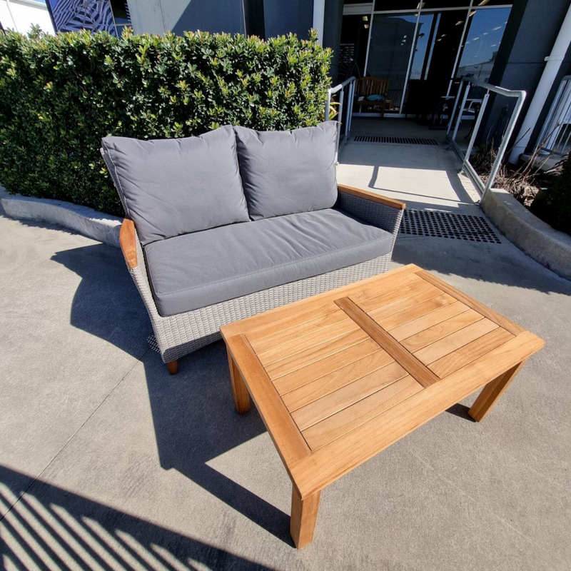 Teak Coffee Table, Florence Twin-seat Lounge, 2piece Outdoor Lounge Setting