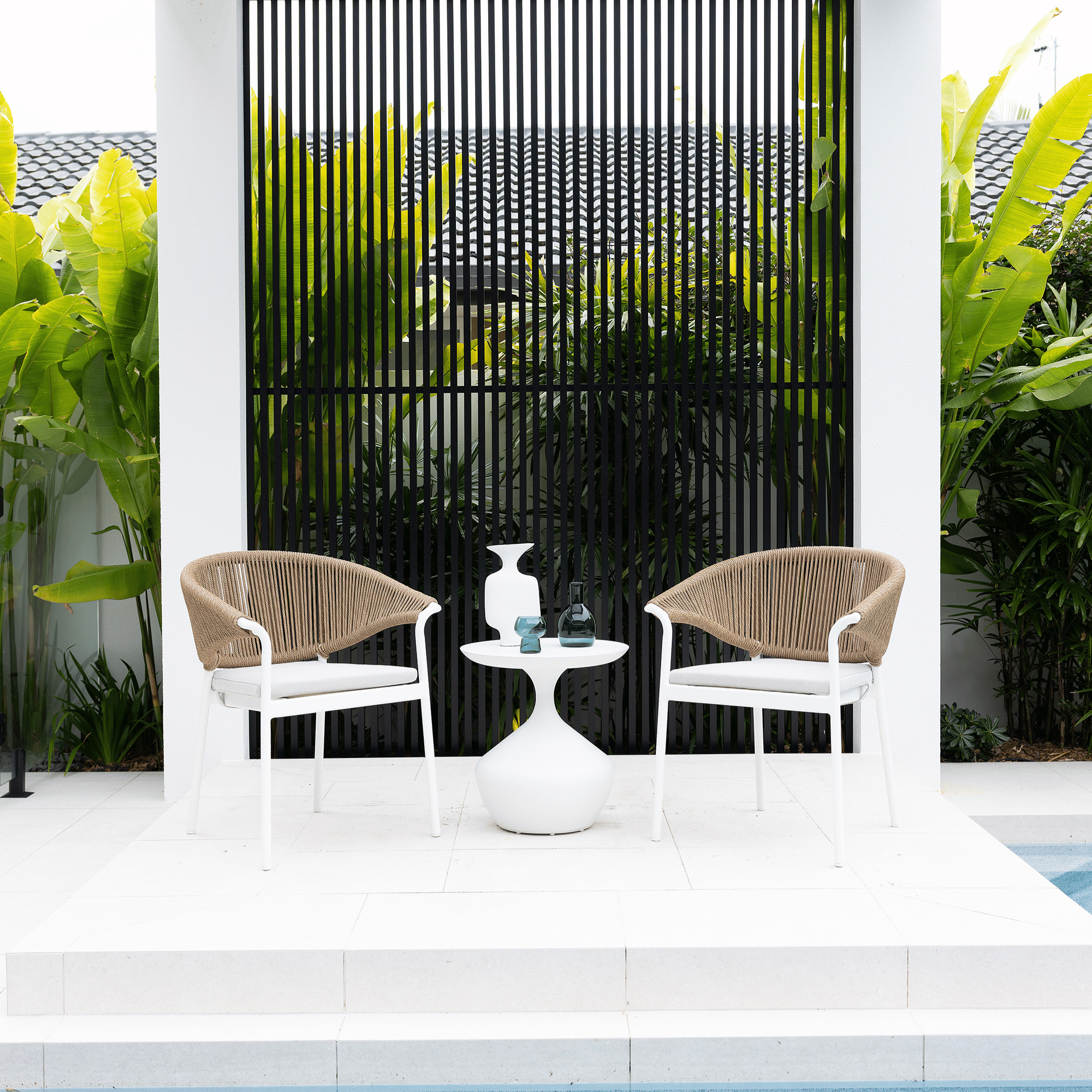 Ubud & Celia 48cm Round 3pce Occasional Setting - White