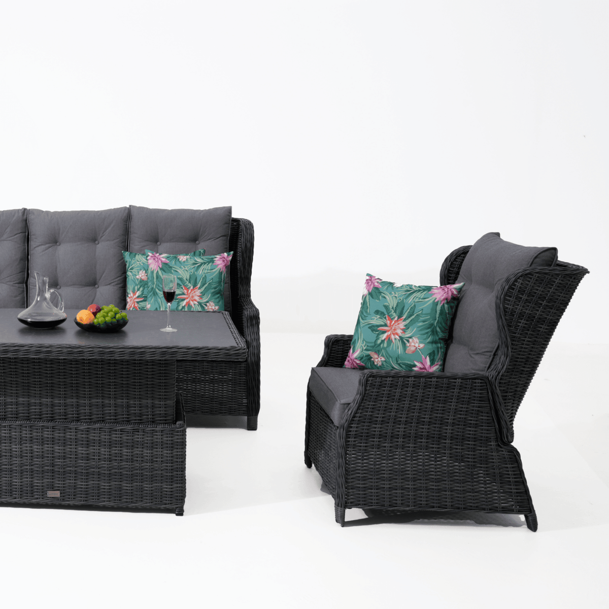 Anglesea Recliner 4pce Lounge Setting with Adjustable Height Table - Castle Grey - Lume Outdoor Living