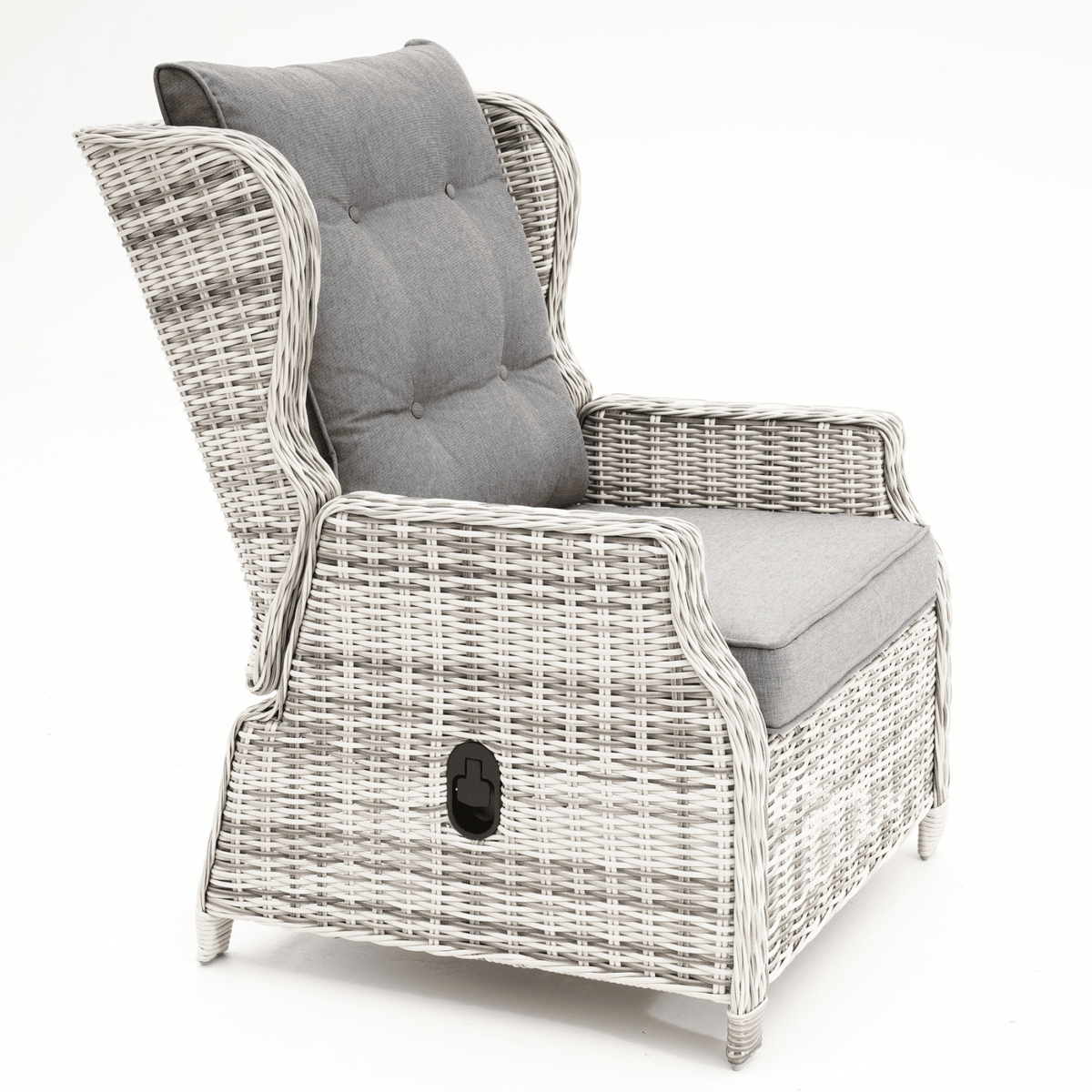 Anglesea Recliner 4pce Lounge Setting with Adjustable Height Table - Zen White - Lume Outdoor Living