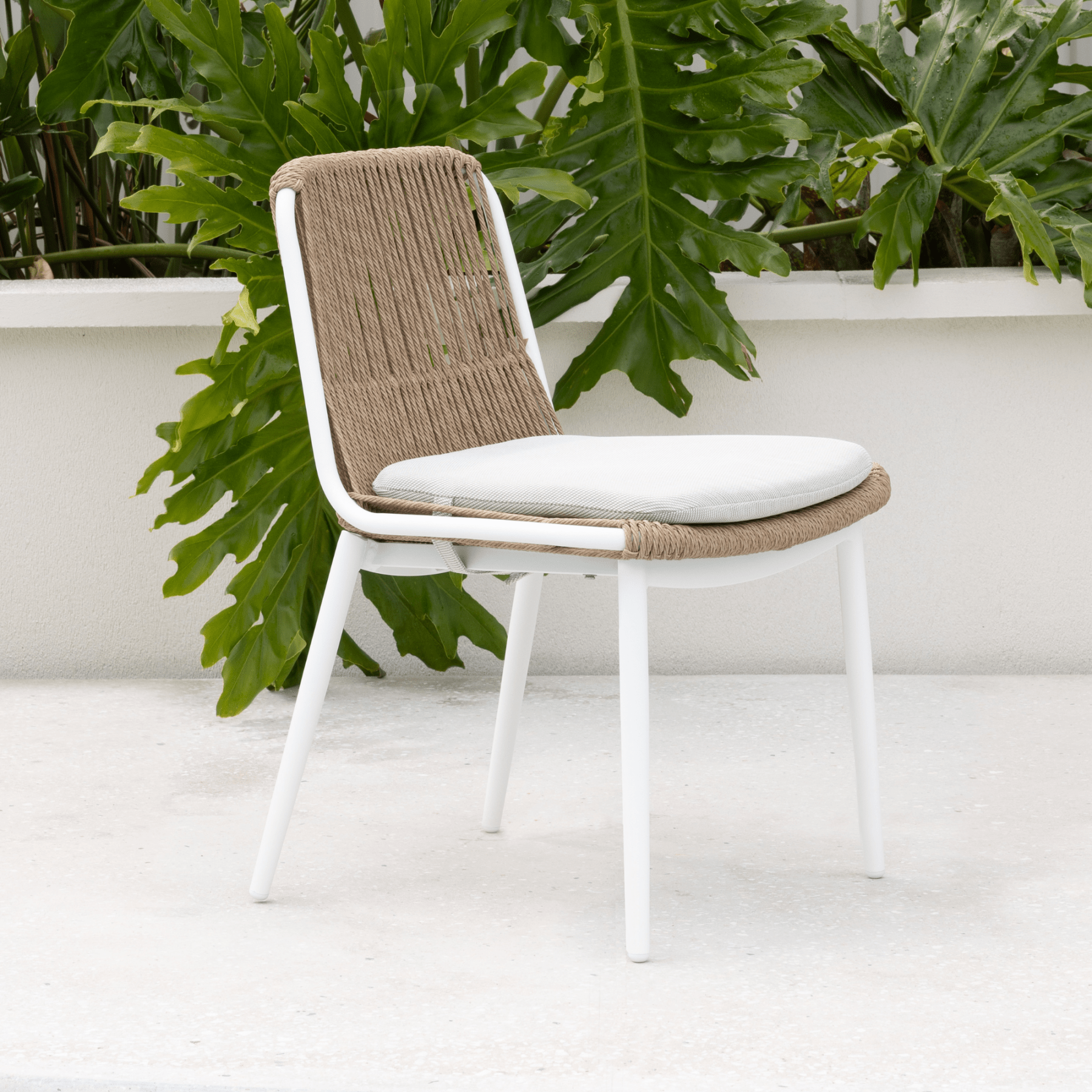 Arona armless outdoor dining chair - white - Lume Outdoor Living