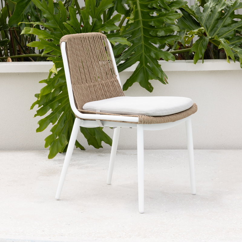 Arona armless outdoor dining chair - white