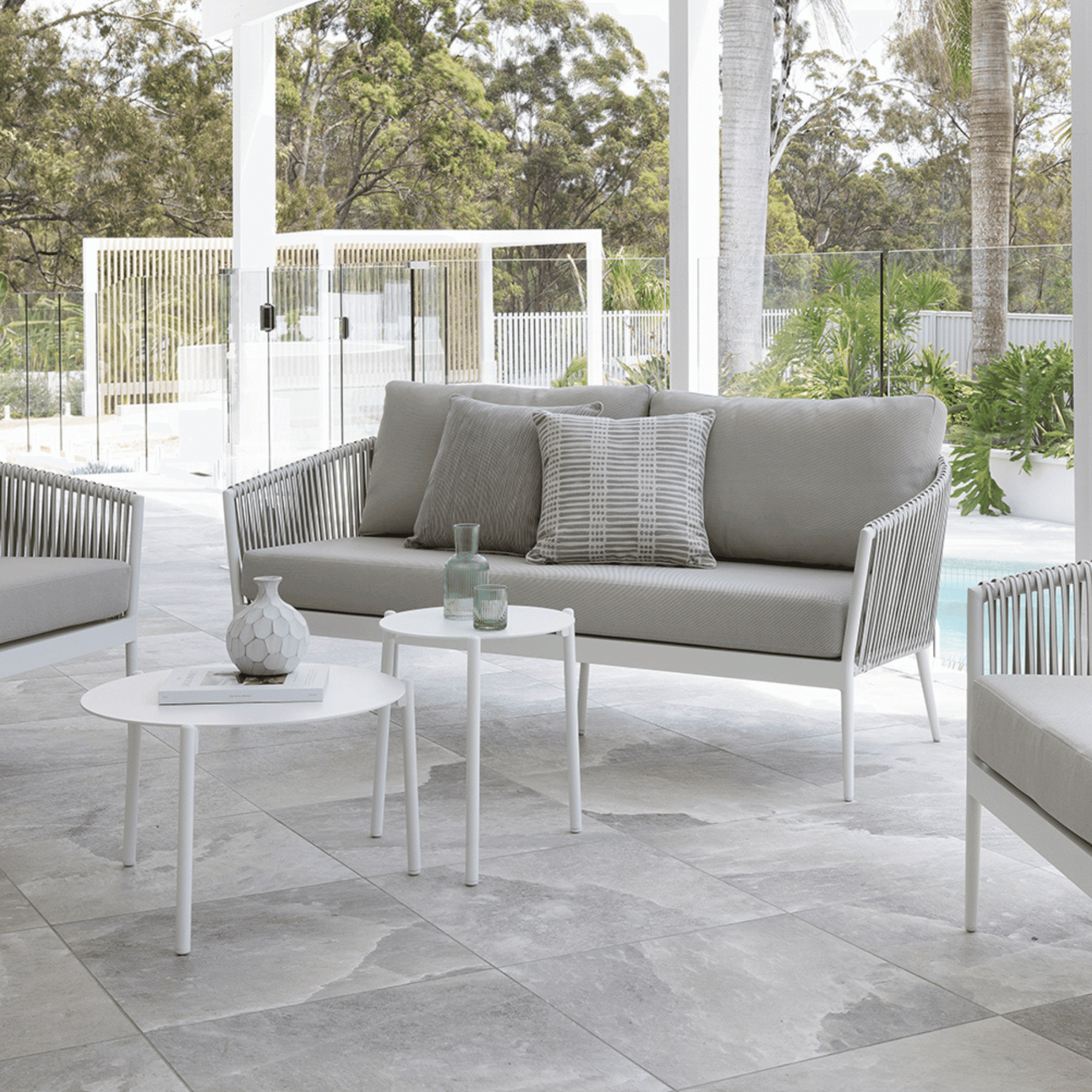 Artemis 'peapod' White Lounge 3+1+1 - 5 piece Outdoor Lounge Setting - Lume Outdoor Living