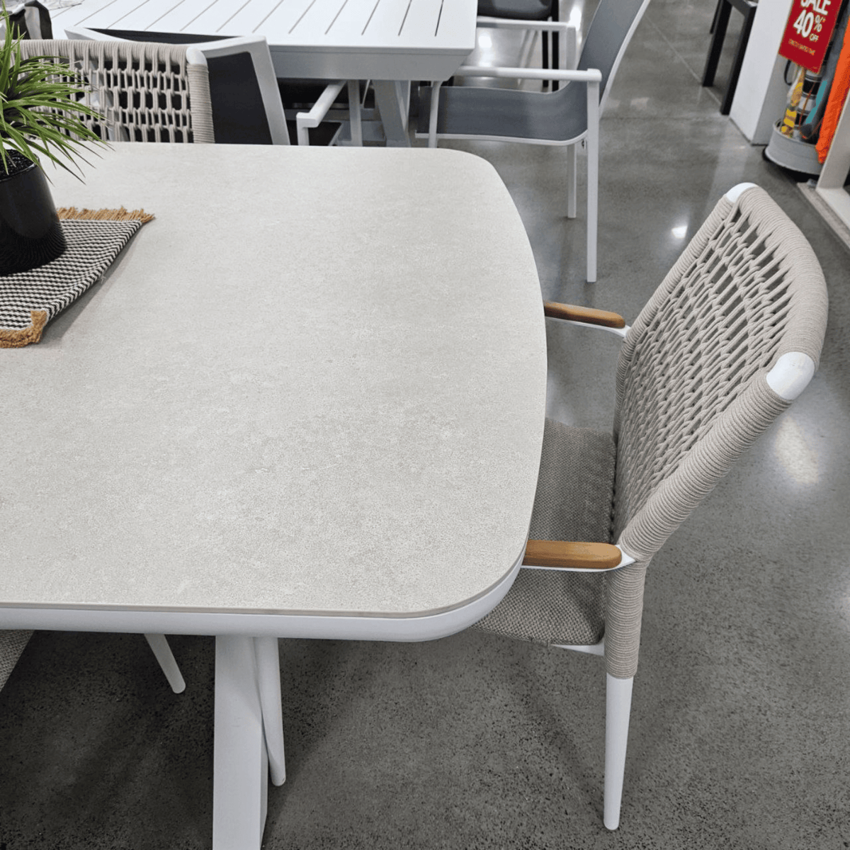 Ashton 220x100cm Dining Table - White/Cream - Lume Outdoor Living