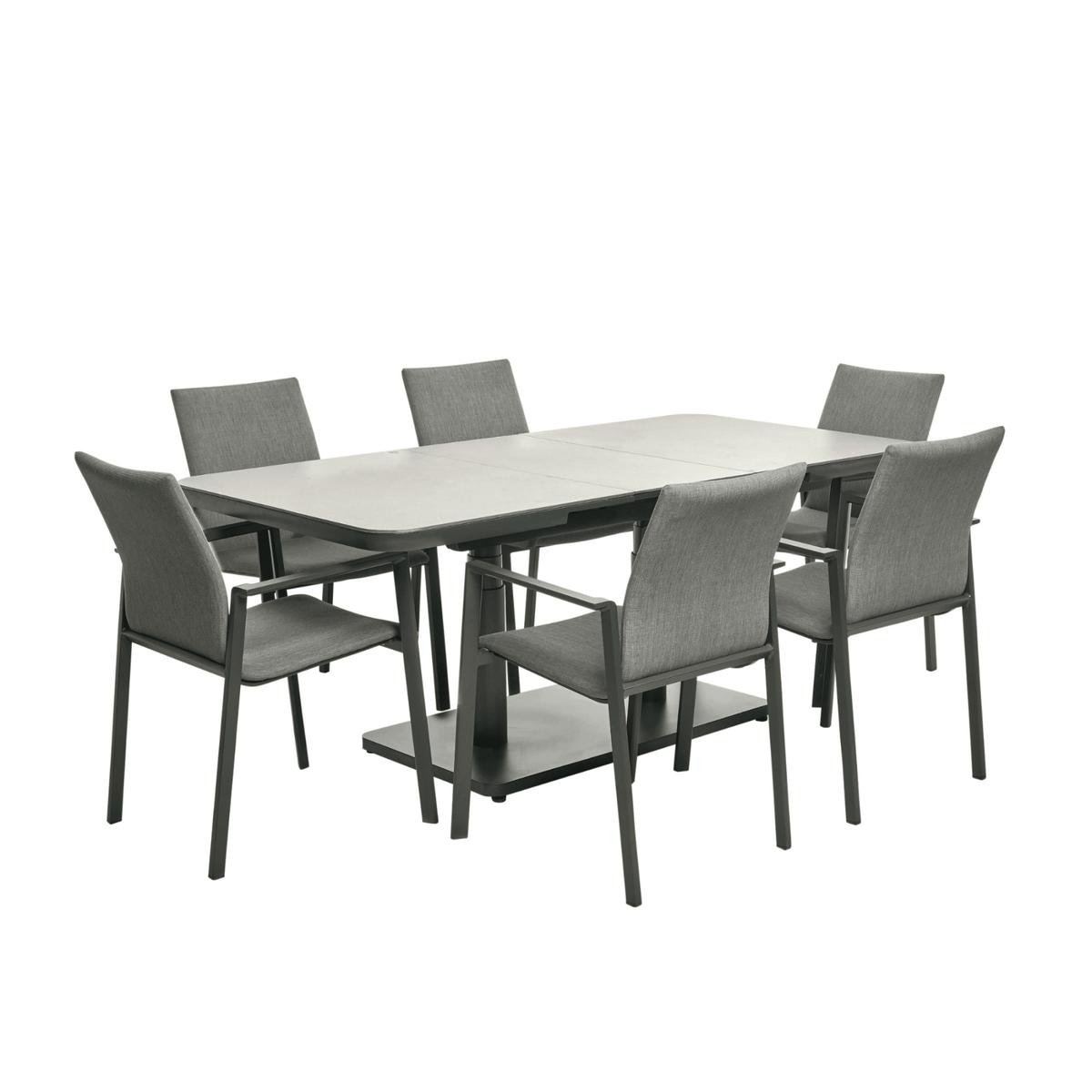 Ashton Adjustable Height & Extendable & Bronte 140-180x90cm 7pce Dining Setting - Lume Outdoor Living