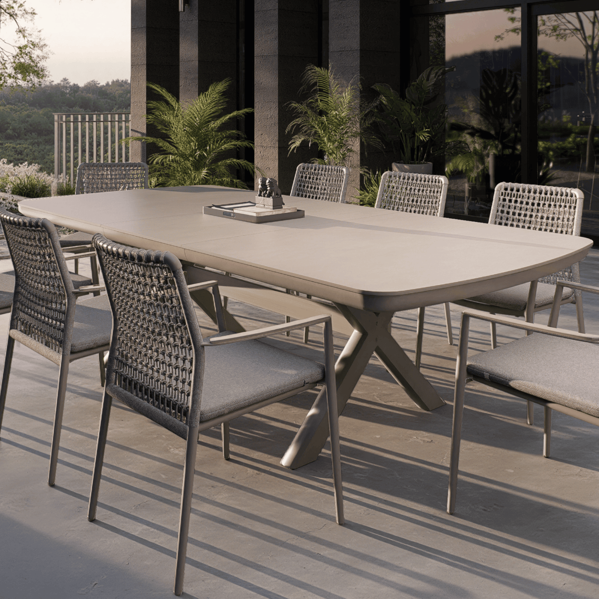 Ashton Extendable 200-260x100cm Dining Table - Charcoal/Bottega - Lume Outdoor Living
