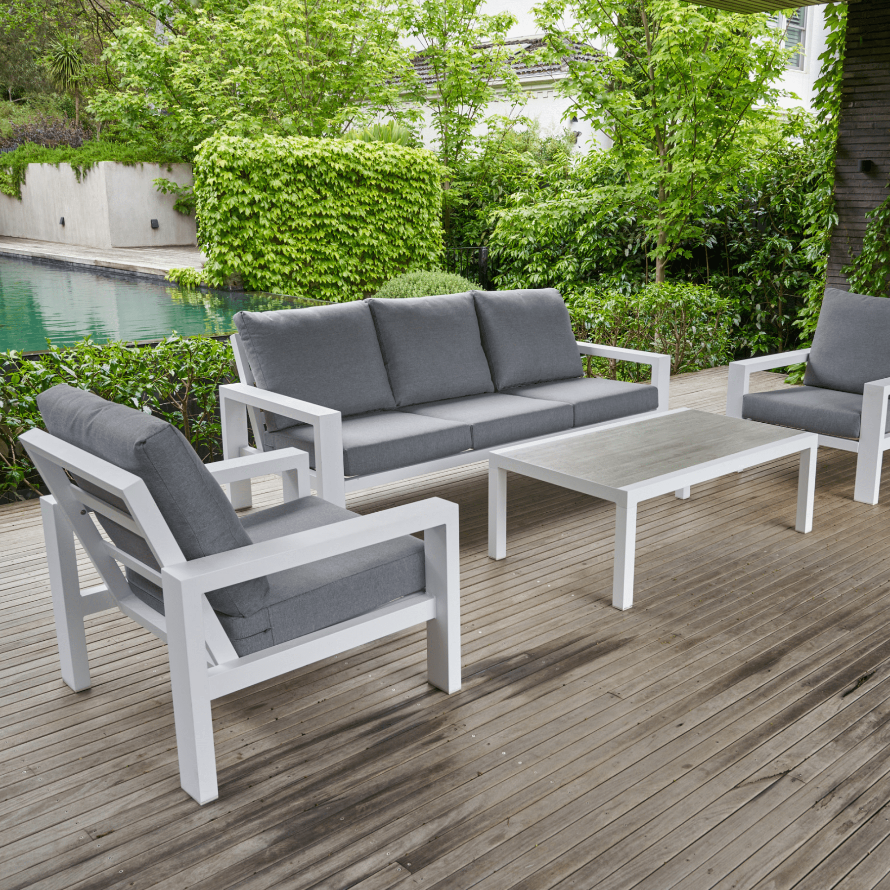 Aspen 5 piece Outdoor Lounge Set - White - Lume Outdoor Living