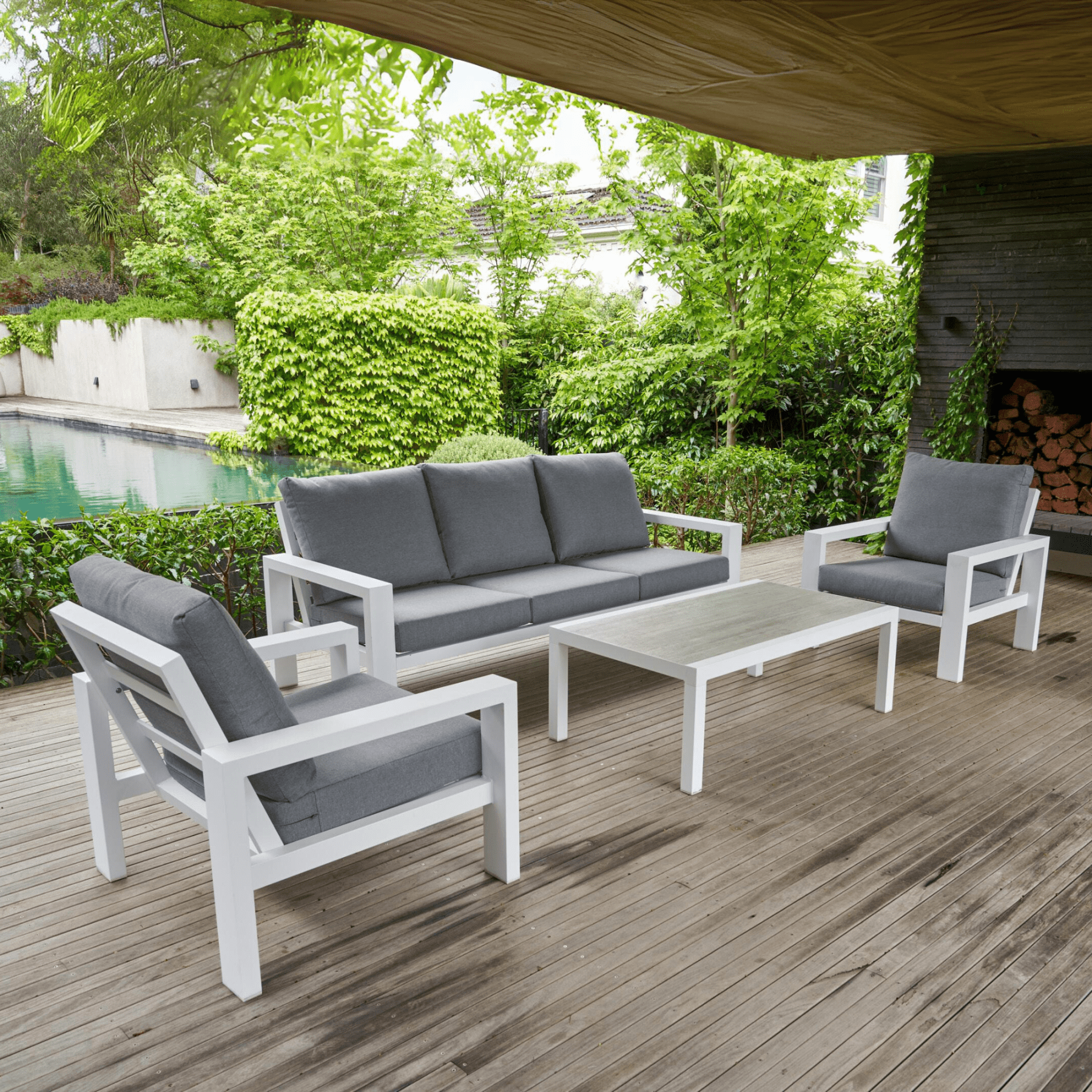 Aspen 5 piece Outdoor Lounge Set - White - Lume Outdoor Living