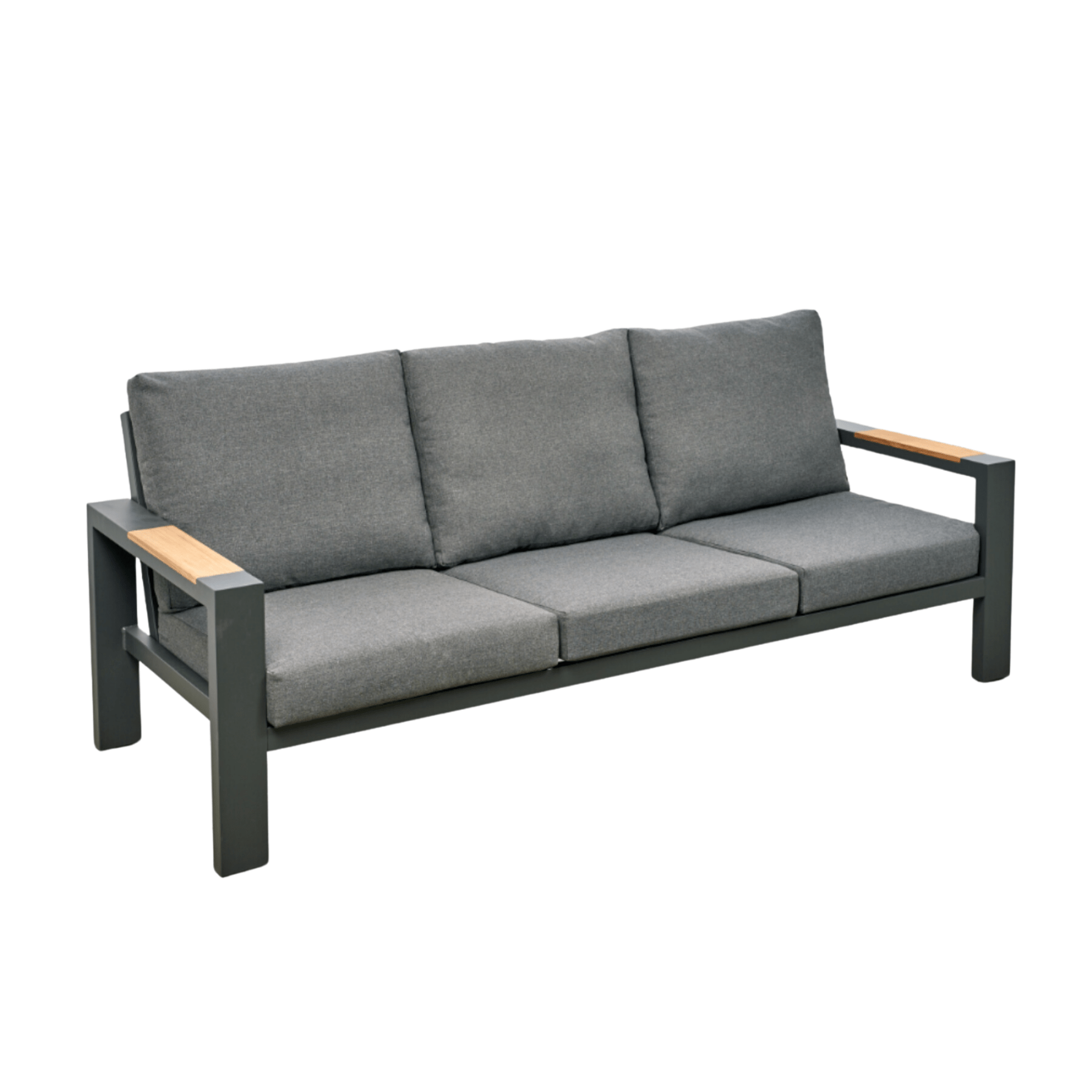 Aspen charcoal aluminium lounge - 4 piece outdoor lounge setting with teak accents - Lume Outdoor Living