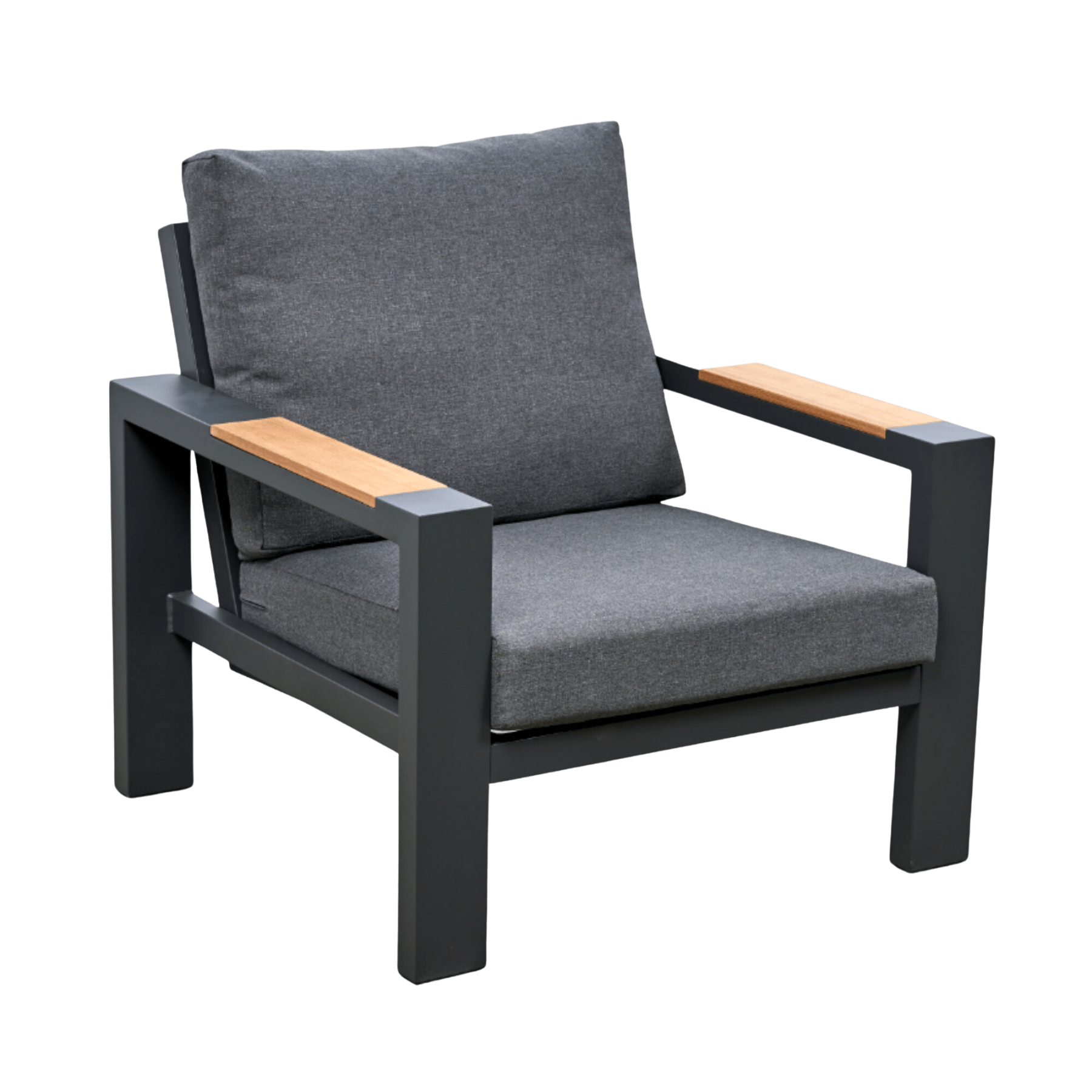 Aspen charcoal aluminium lounge - 4 piece outdoor lounge setting with teak accents - Lume Outdoor Living
