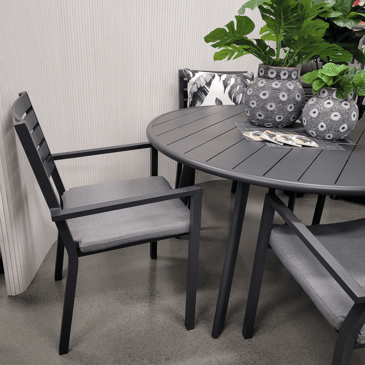 Avignon 120cm Round Dining Table - Charcoal - Lume Outdoor Living