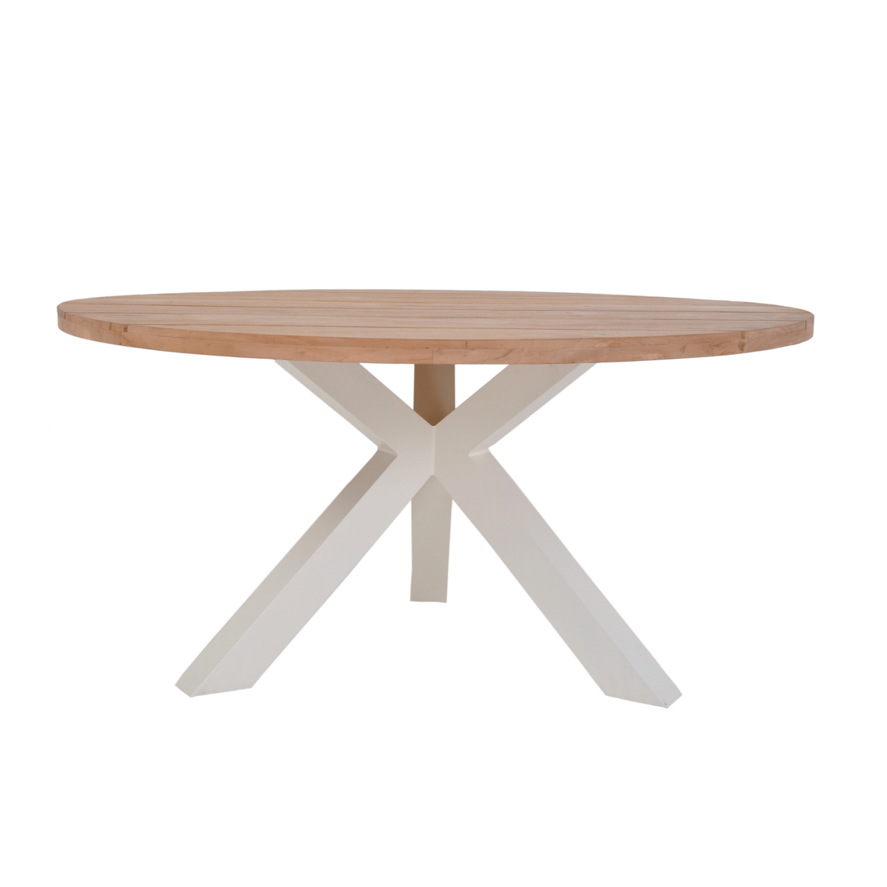 Beauville teak table - round outdoor dining table - white - Lume Outdoor Living