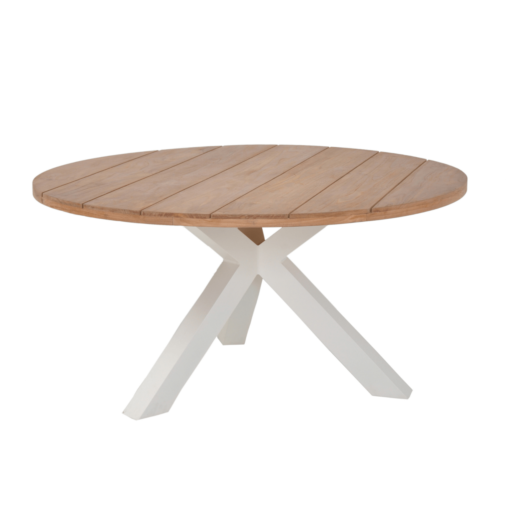 Beauville teak table - round outdoor dining table - white - Lume Outdoor Living