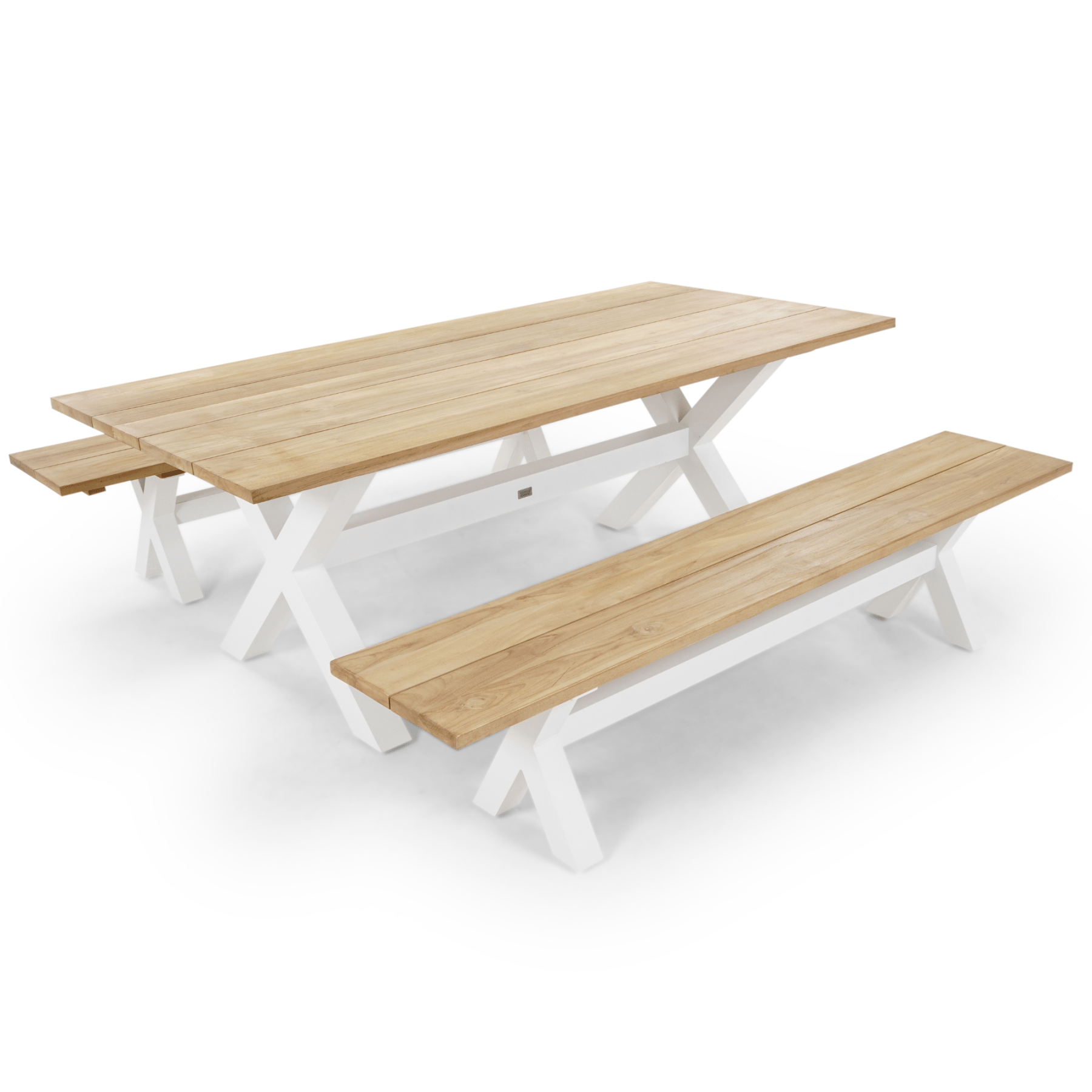 Bellona outdoor bench setting - white 210cm - Lume Outdoor Living