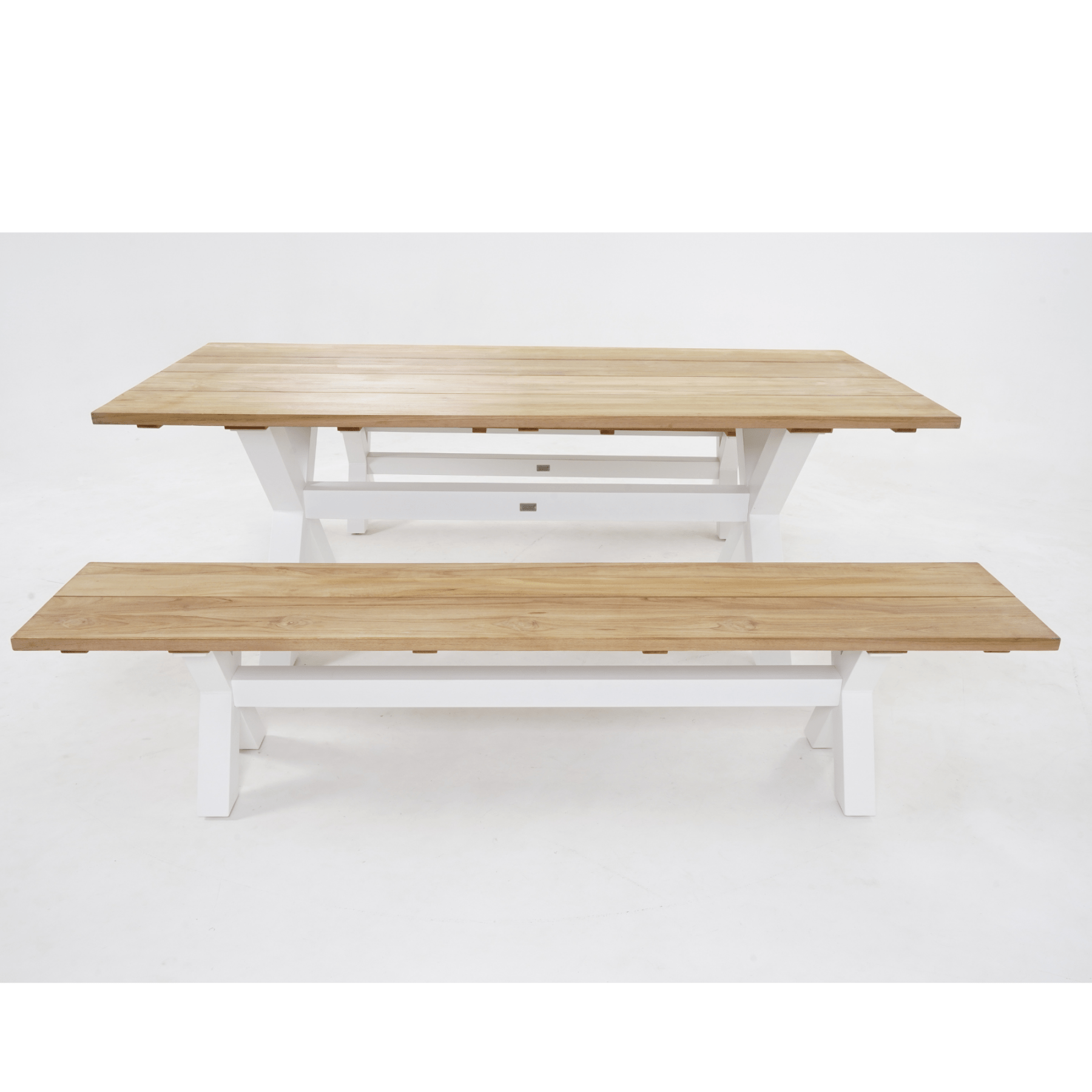 Bellona outdoor bench setting - white 210cm - Lume Outdoor Living